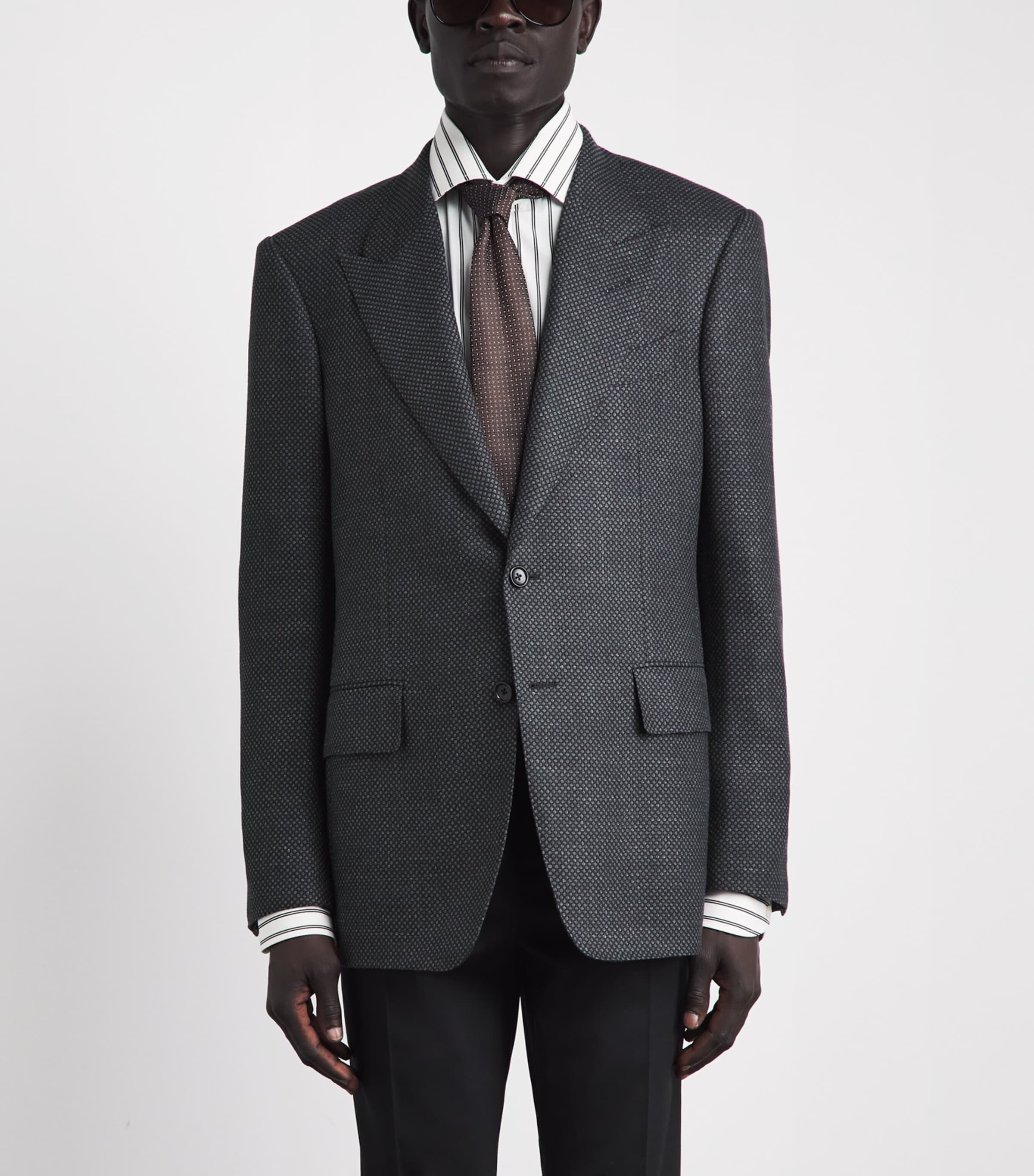 TOM FORD Mens Wool-Blend Honeycomb Shelton Blazer Nti Image 4