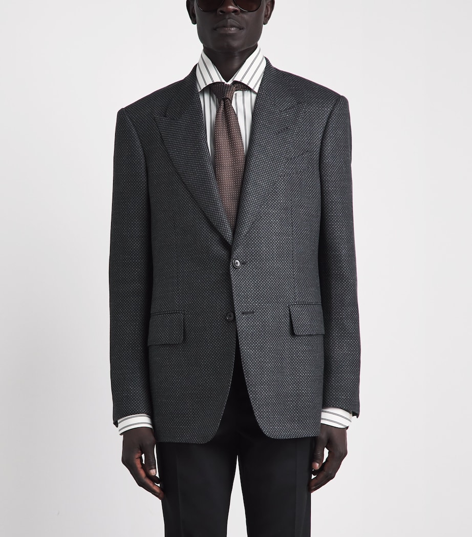 TOM FORD Mens Wool-Blend Honeycomb Shelton Blazer Nti Image 4