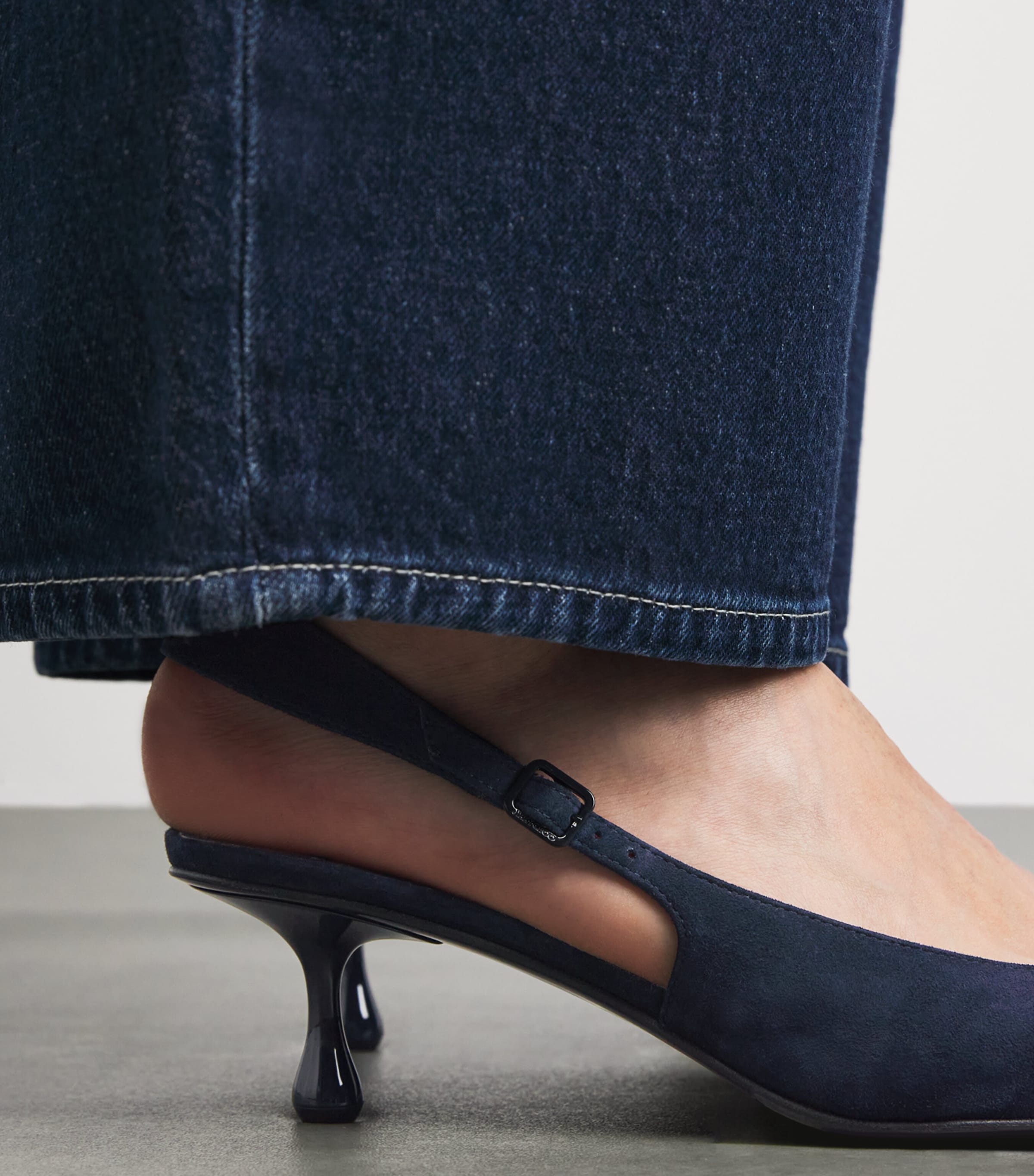 Jimmy Choo Womens Amel 50 Suede Slingback Pumps Marine Image 4