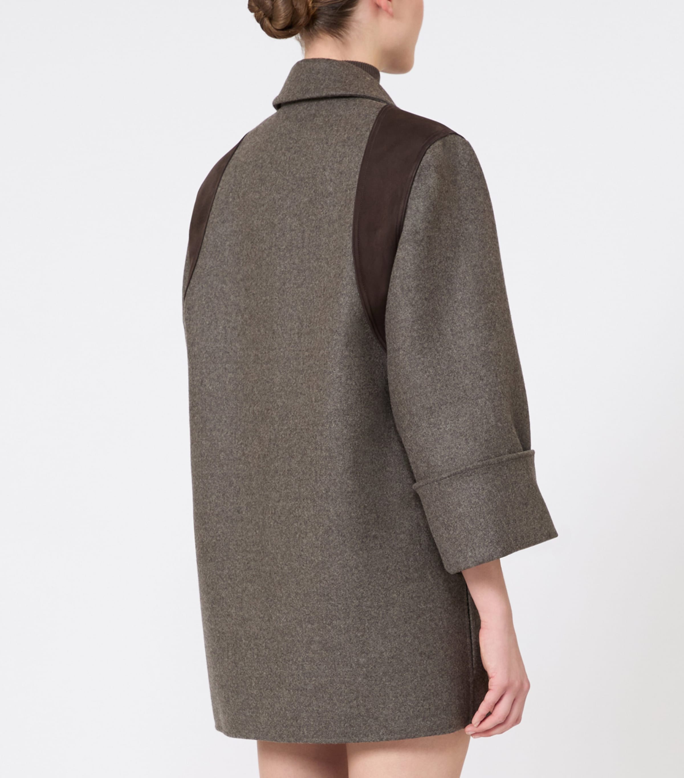 Max Mara Womens Virgin Wool Panel Jacket Brown Grey Image 4
