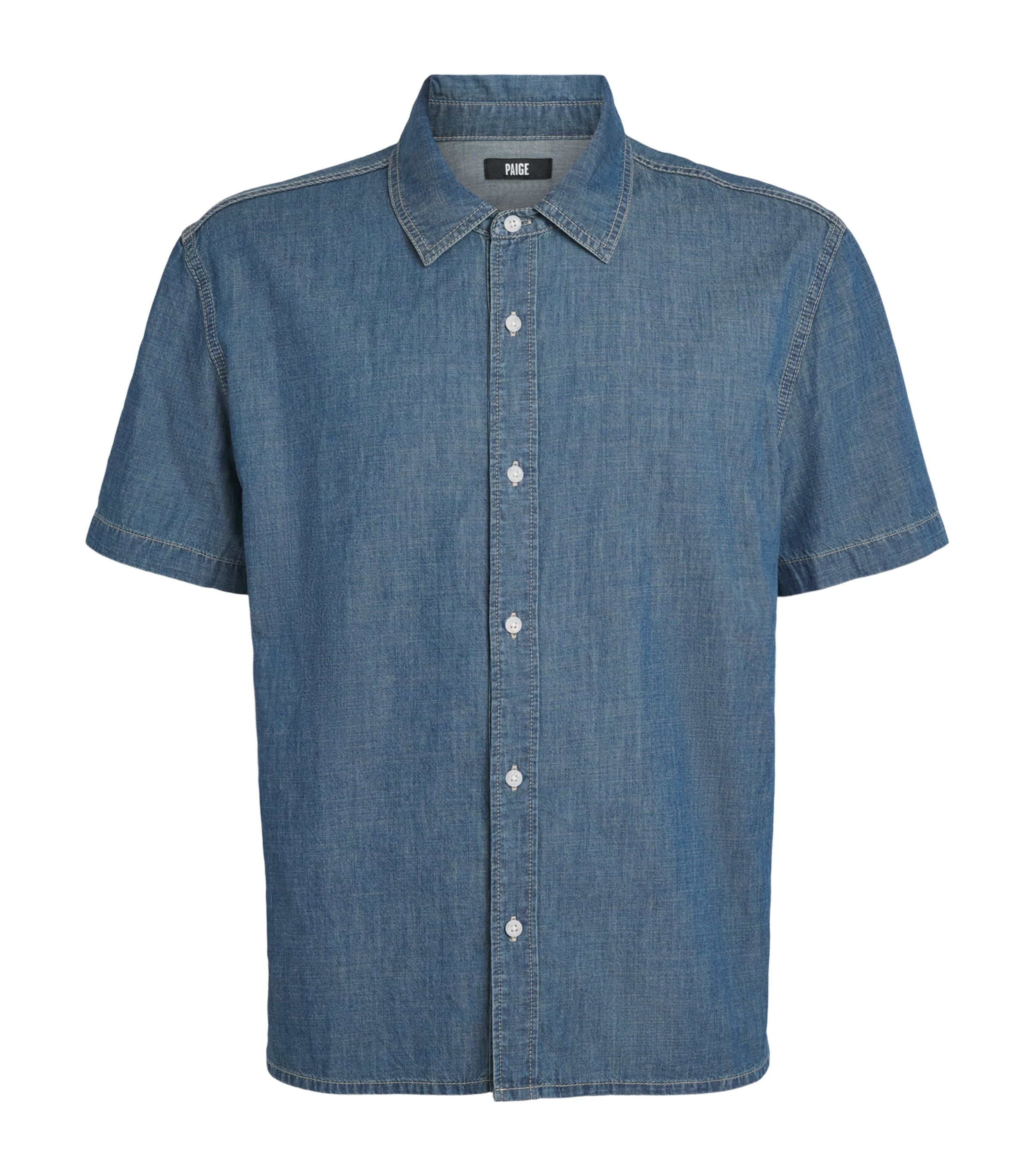 PAIGE Mens Denim Short-Sleeve Soliman Shirt Chandler Image 1