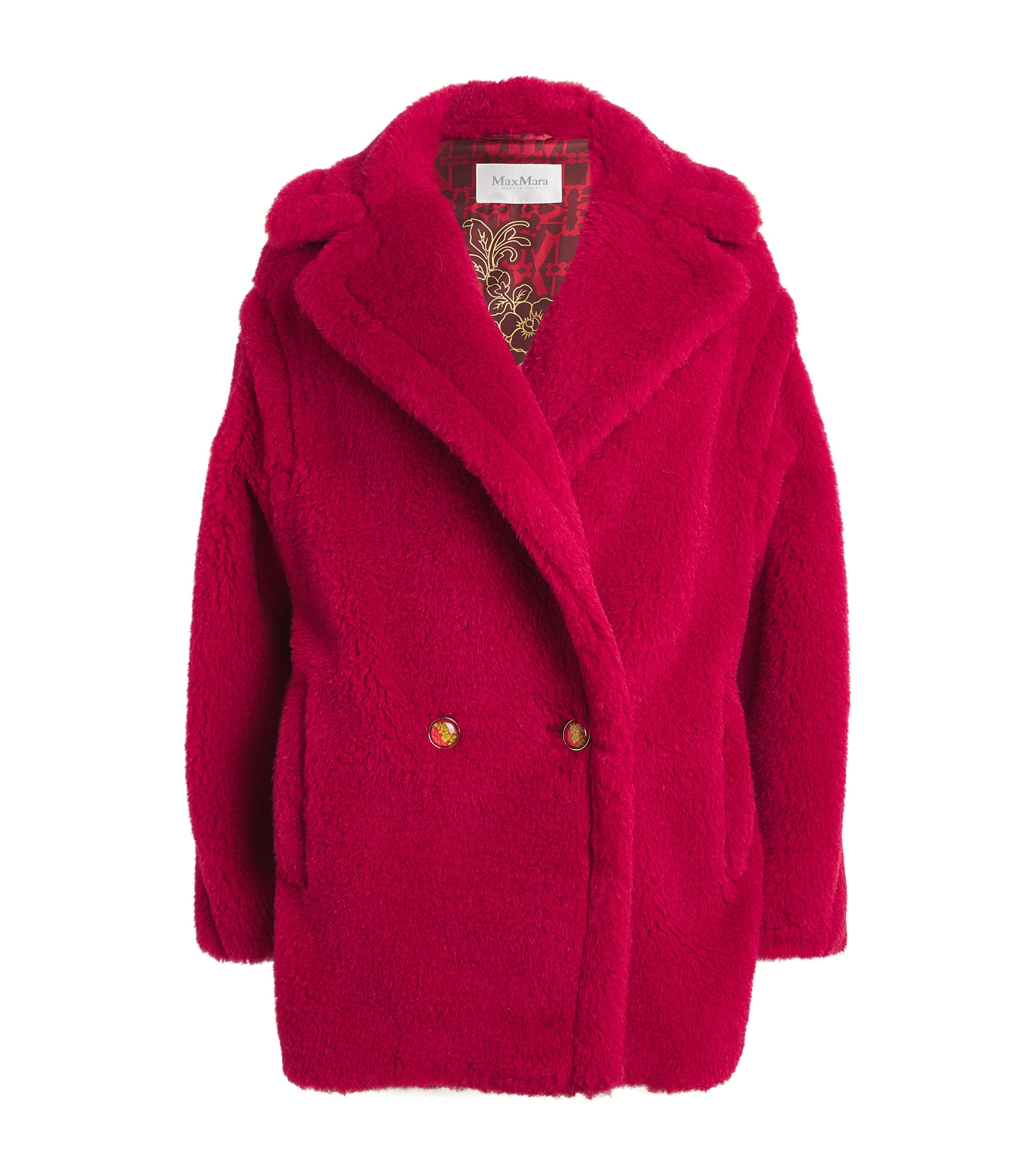 Max Mara Short Teddy Bear Icon Coat In Alpaca And Wool In Red