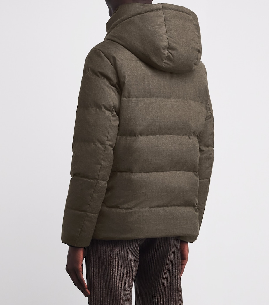 Wool-Silk Green Storm System Mink-Trim Puffer Jacket B3211 ERTH/DRK LCHN Image 4