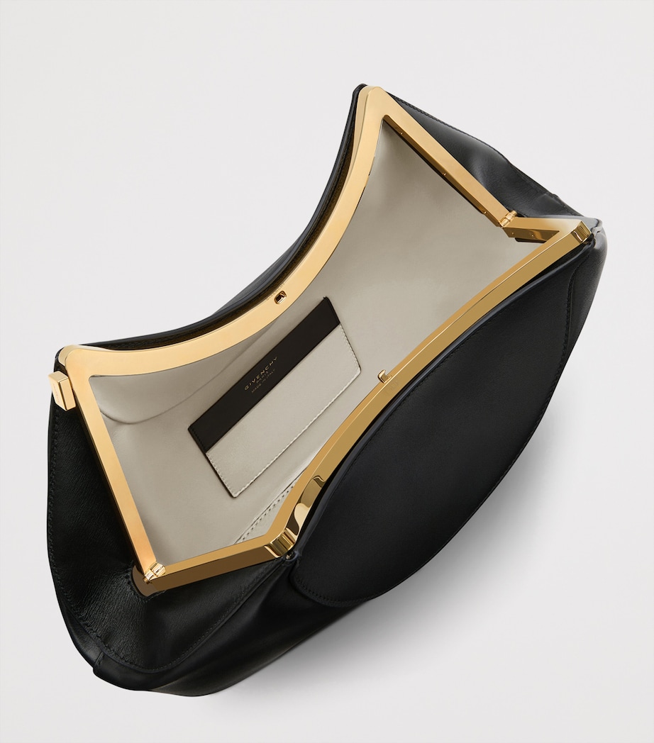 Leather Facet Clutch Bag BLACK Image 5