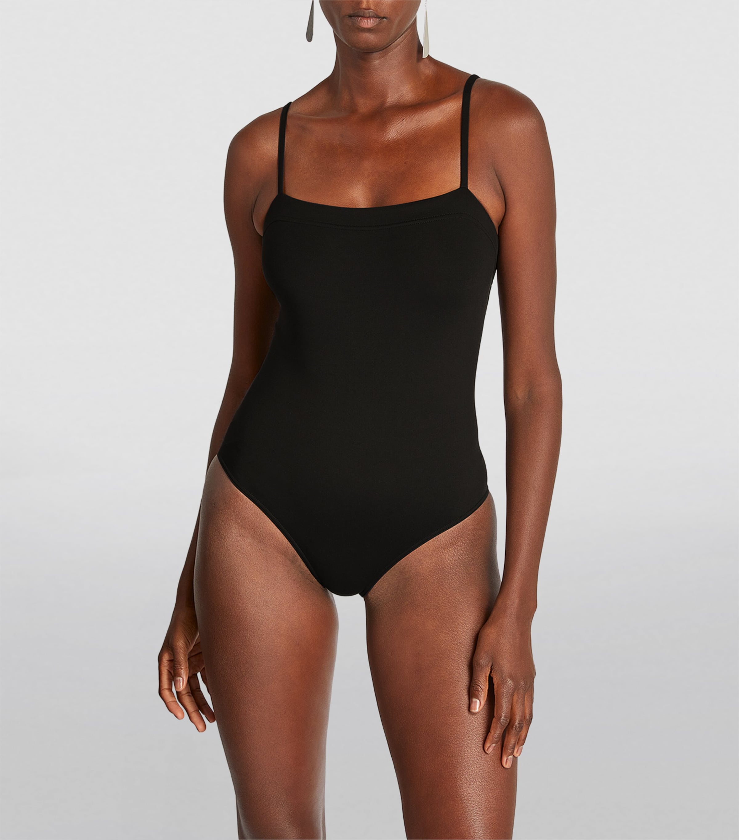 Square-Neck Aquarelle Swimsuit NOIR Image 2