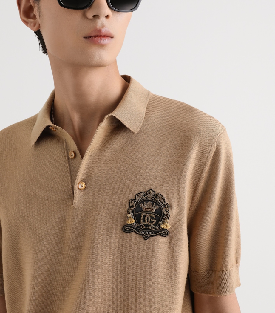 Dolce&Gabbana Mens Virgin Wool Crest Polo Shirt Medium Be Image 3