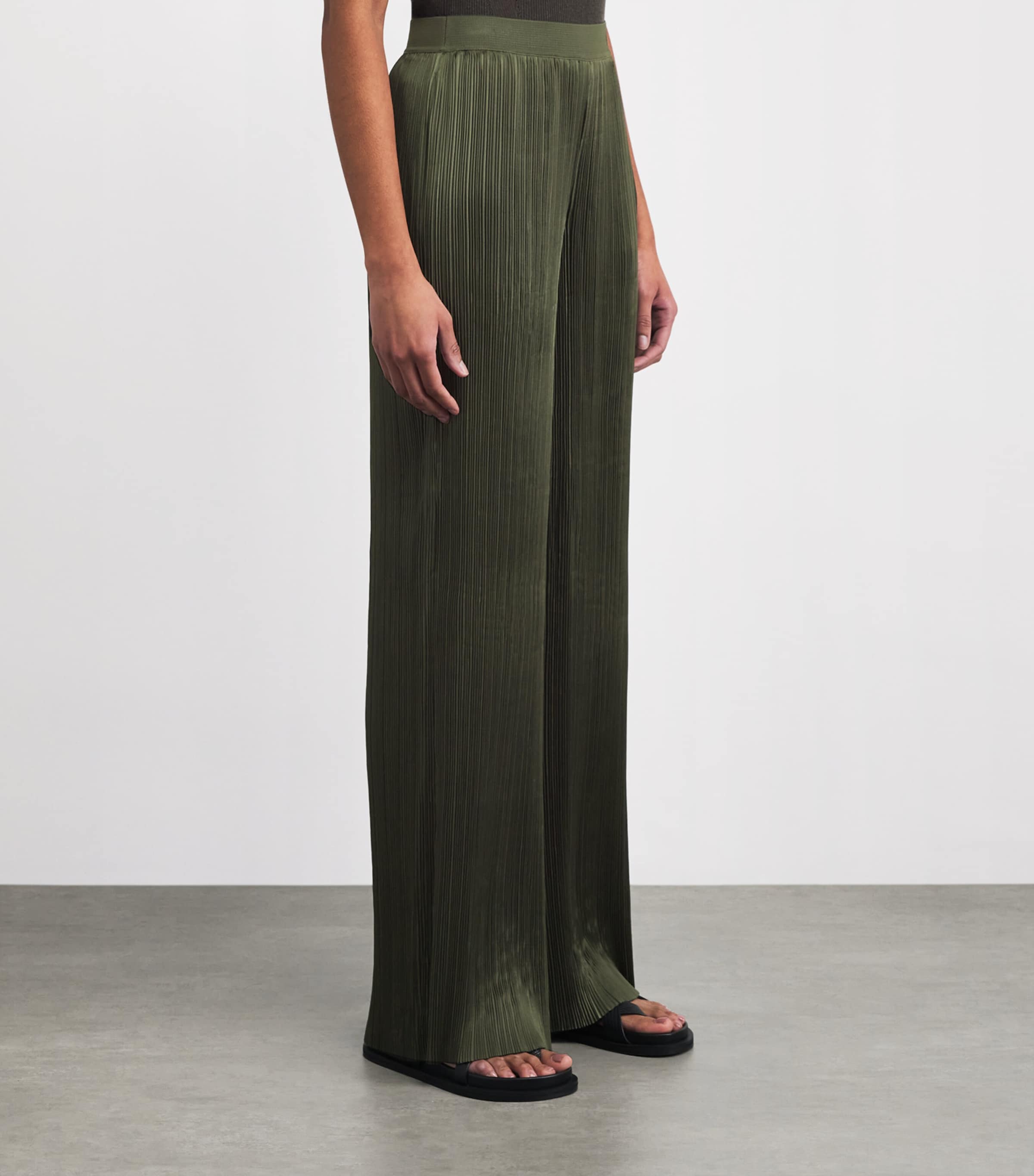 Joseph Womens Satin Amber Wide-Leg Trousers Palm Leaf Image 4