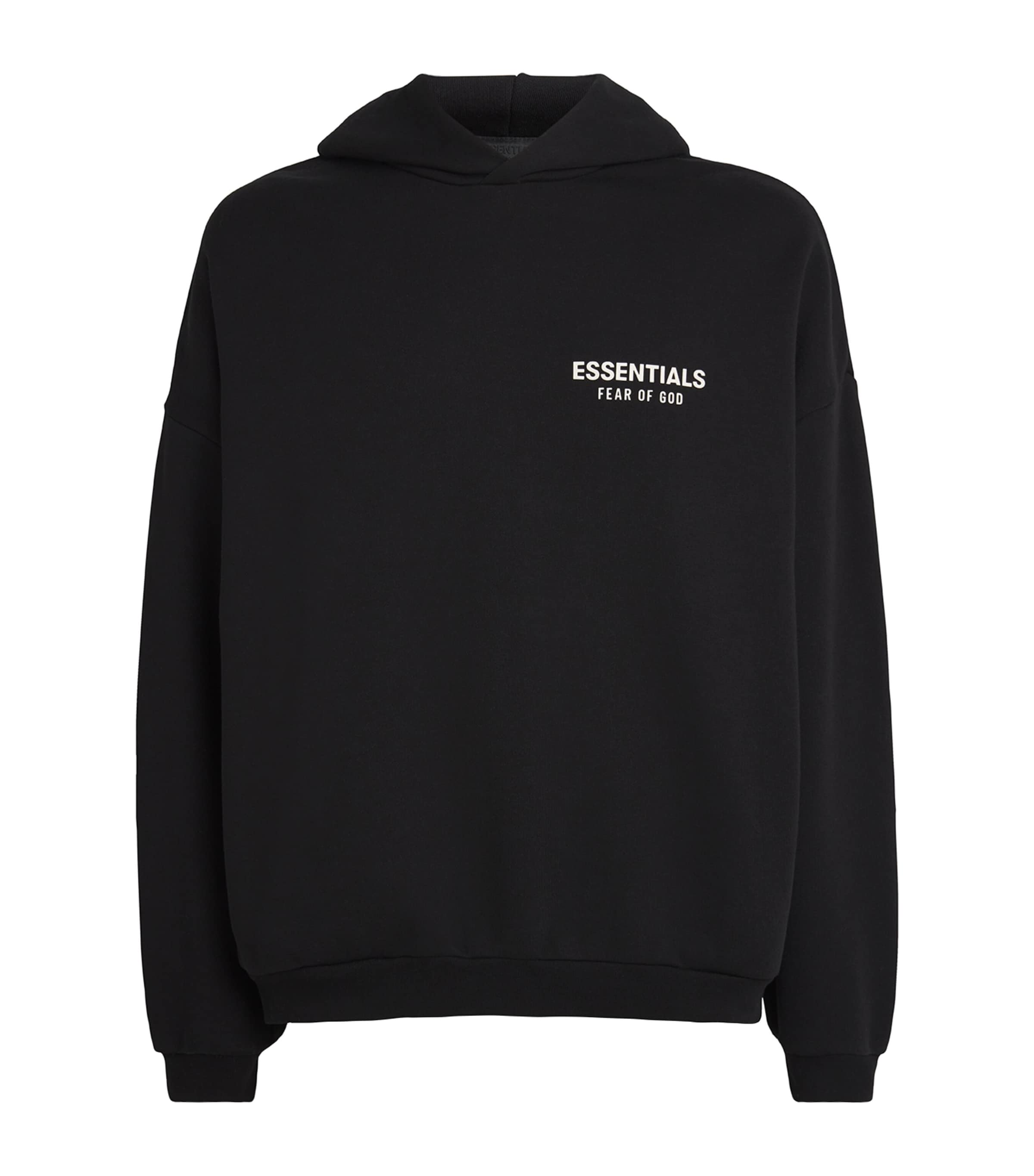 FEAR OF GOD ESSENTIALS Mens Cotton-Blend Logo Hoodie Black Image 1