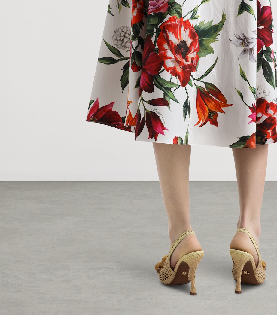 Cotton Poplin Pleated Floral Print Midi Skirt HA5PB-ANEMONI GIGLI Image 4