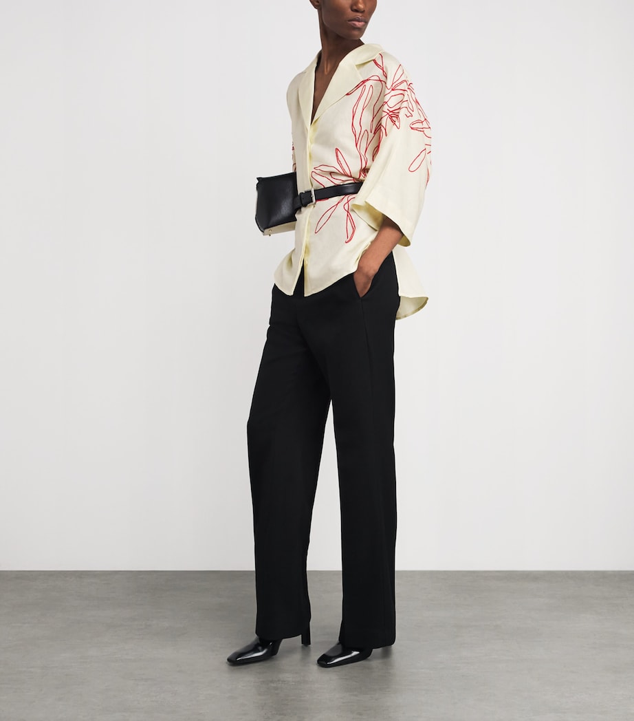 CAMILLA AND MARC Womens Linen-Blend Embroidered Eviva Shirt Lemon Image 2