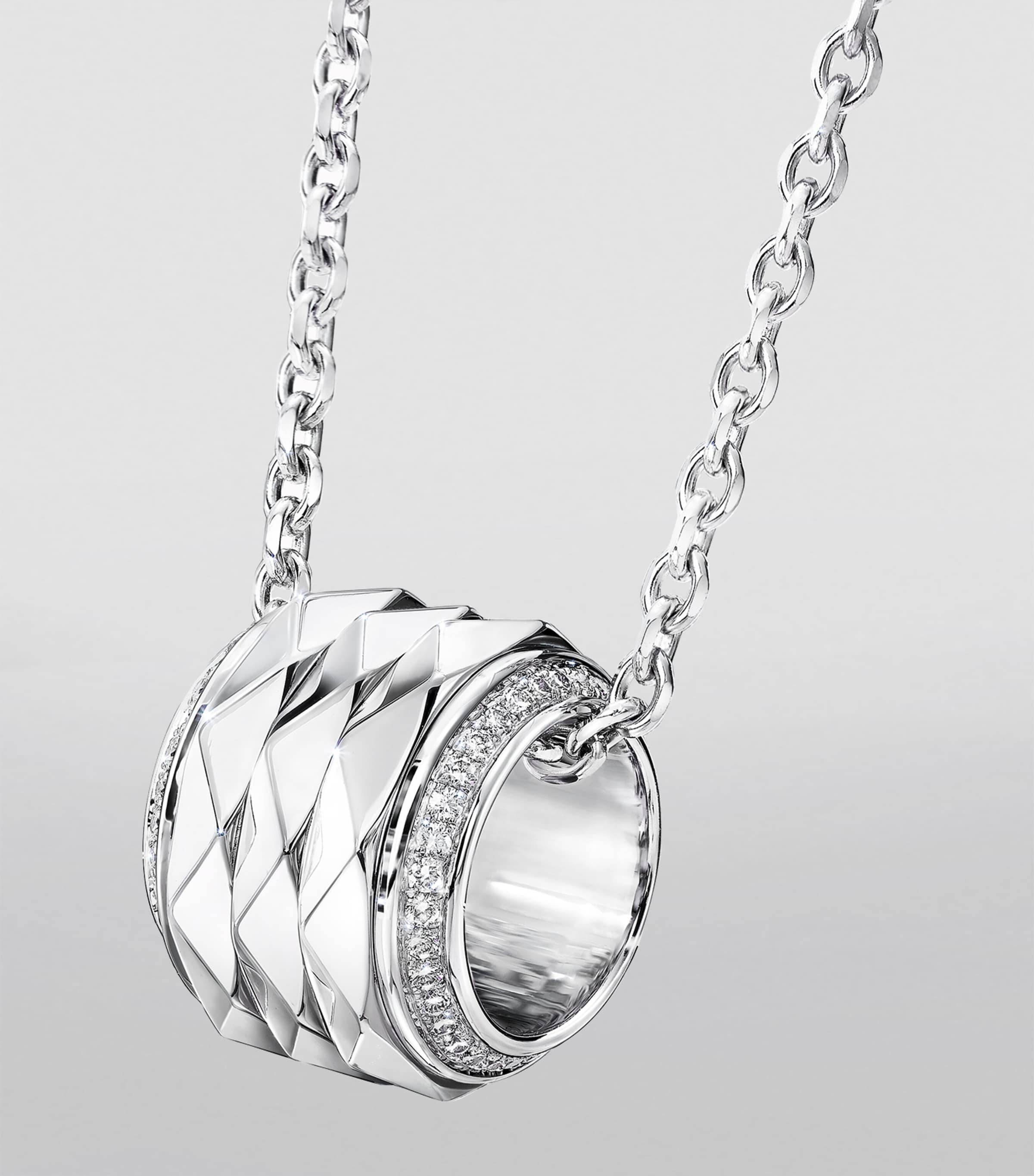White Gold and Diamond LG Signature Pendant Necklace WHITE GOLD Image 3
