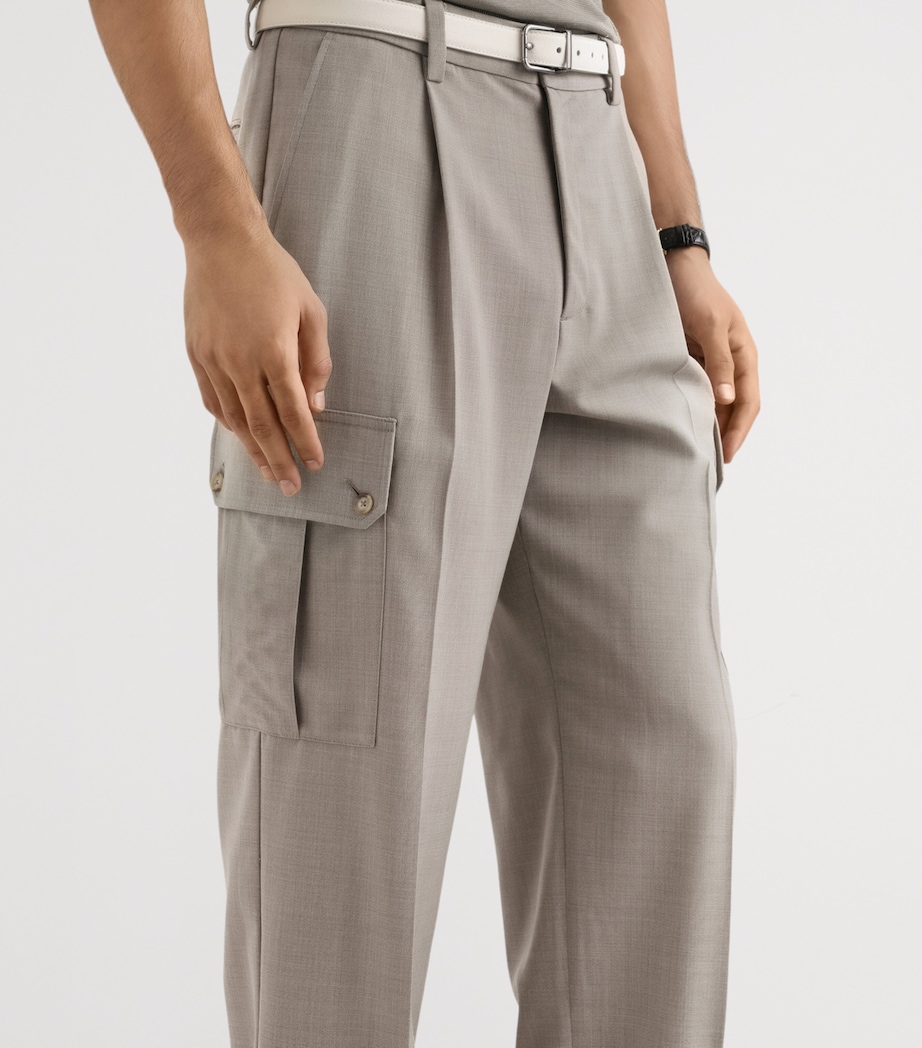 Dolce&Gabbana Mens Virgin Wool Cargo Trousers White Beige H Image 4