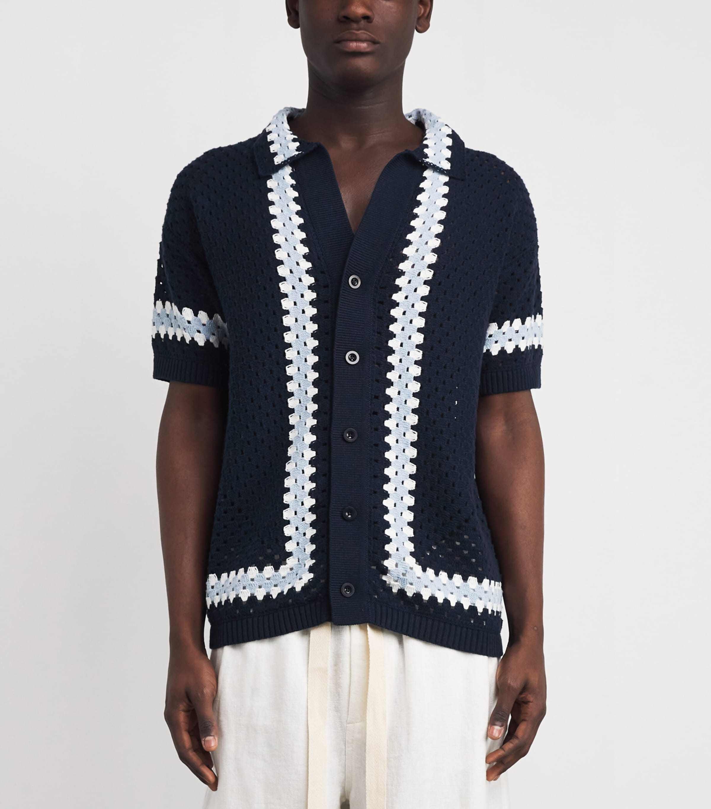 Cotton Crochet Marques Cardigan 683-NAVY Image 3