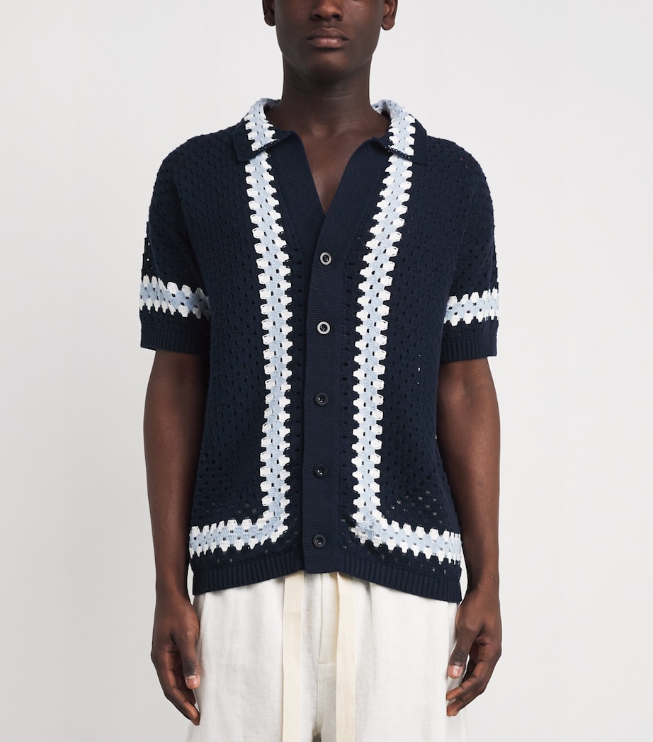 Cotton Crochet Marques Cardigan 683-NAVY Image 3