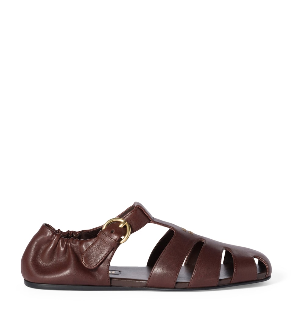 Miu Miu Nappa Leather Fisherman Sandals Brown