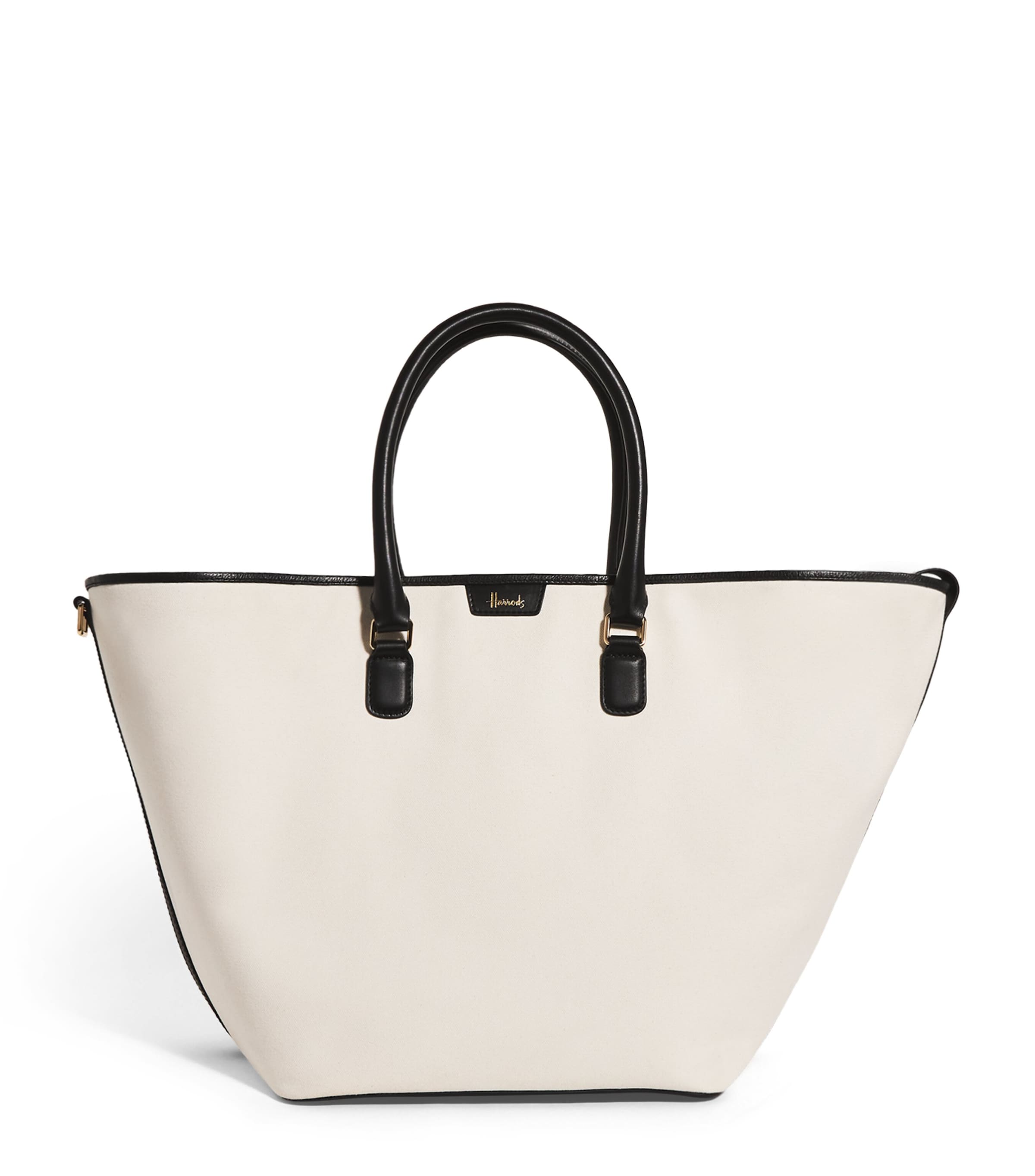 Harrods Large Canvas Slouchy Tote Bag In Neutral