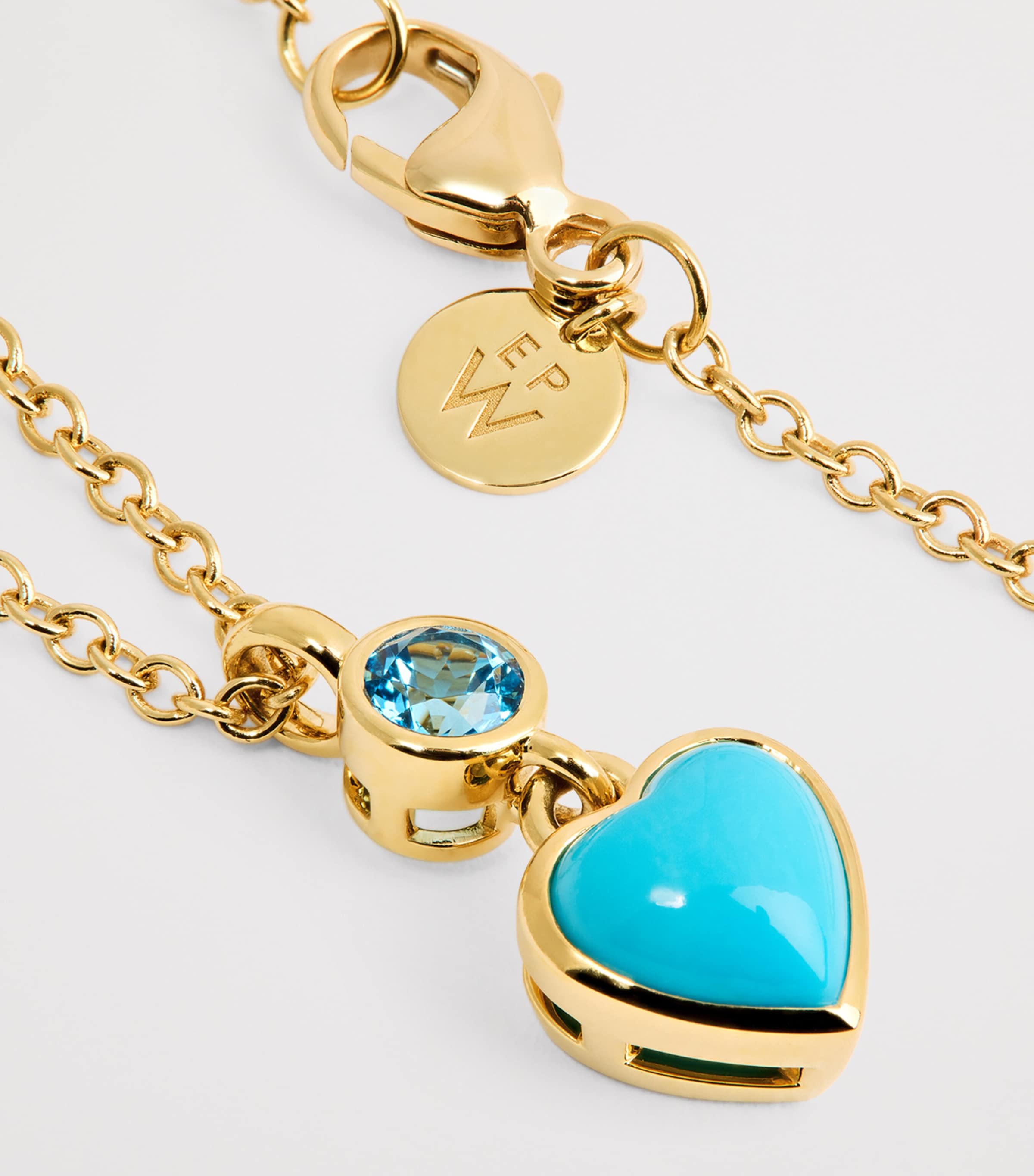 Yellow Gold and Topaz Blue Heart Necklace YELLOW GOLD Image 5