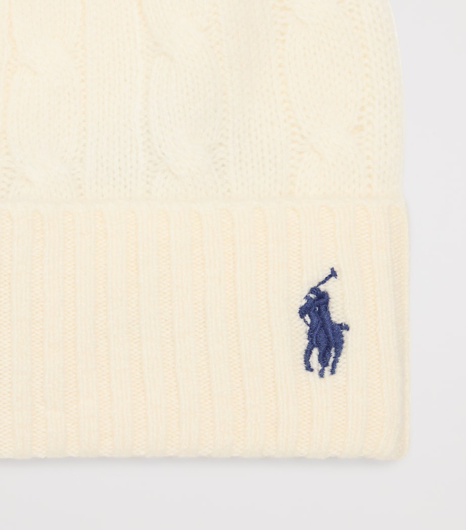 Wool-Cashmere Polo Pony Beanie CREAM Image 3