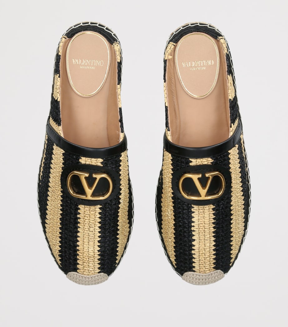 Valentino Garavani Raffia Espadrille Mules Blk/beige Image 4