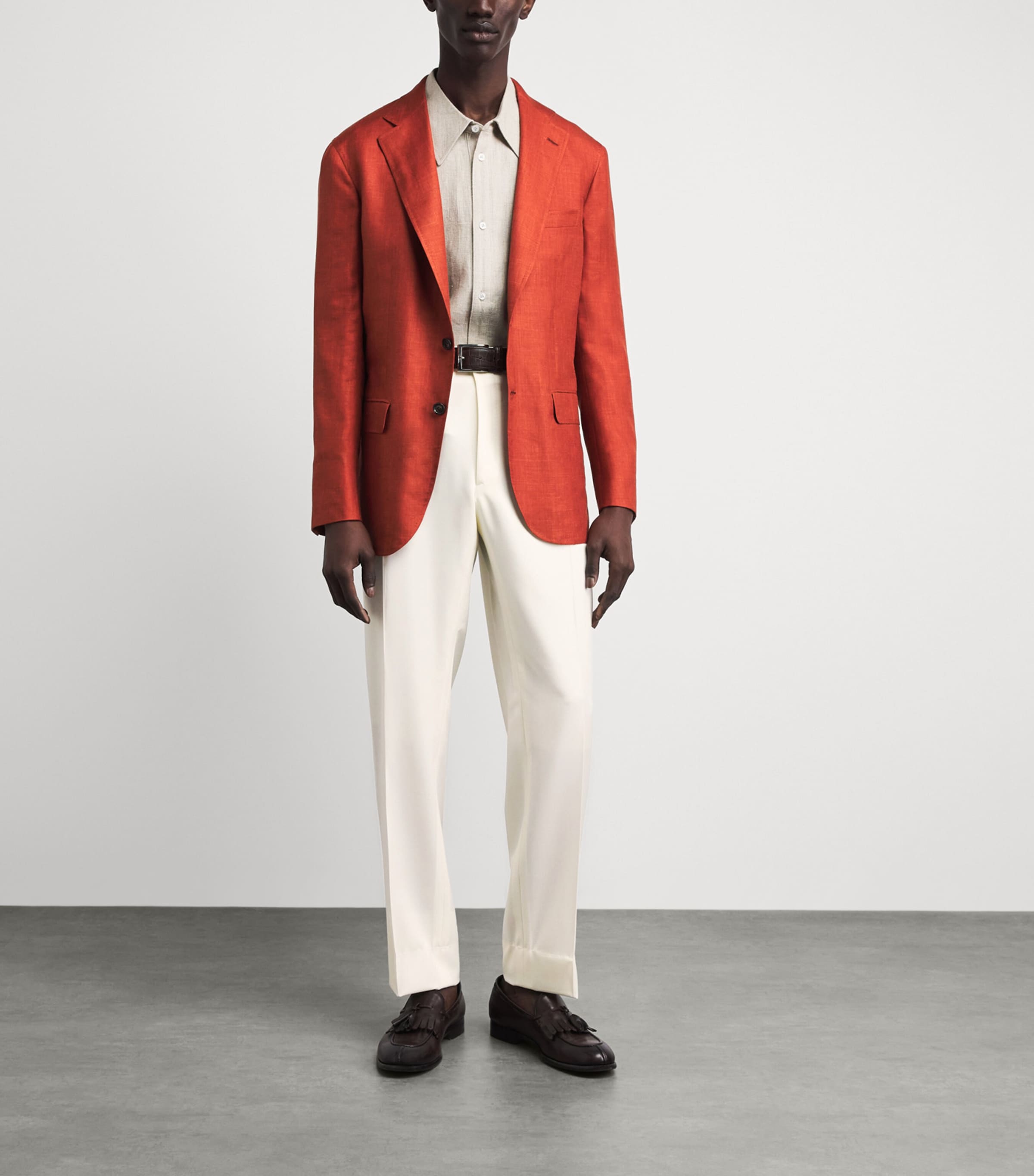 Brioni White Wool Straight Tailored Trousers | Harrods US