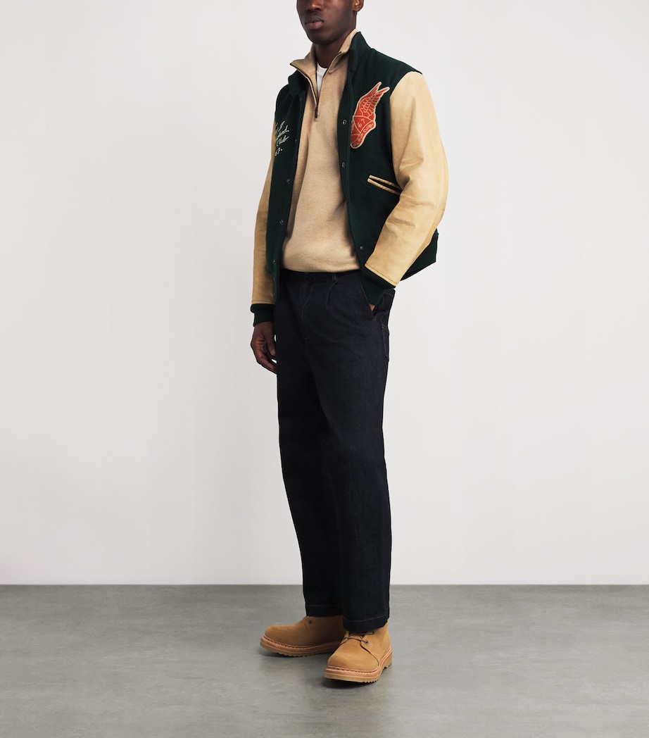 Cotton Logo Quarter-Zip Sweater CAMEL Image 2