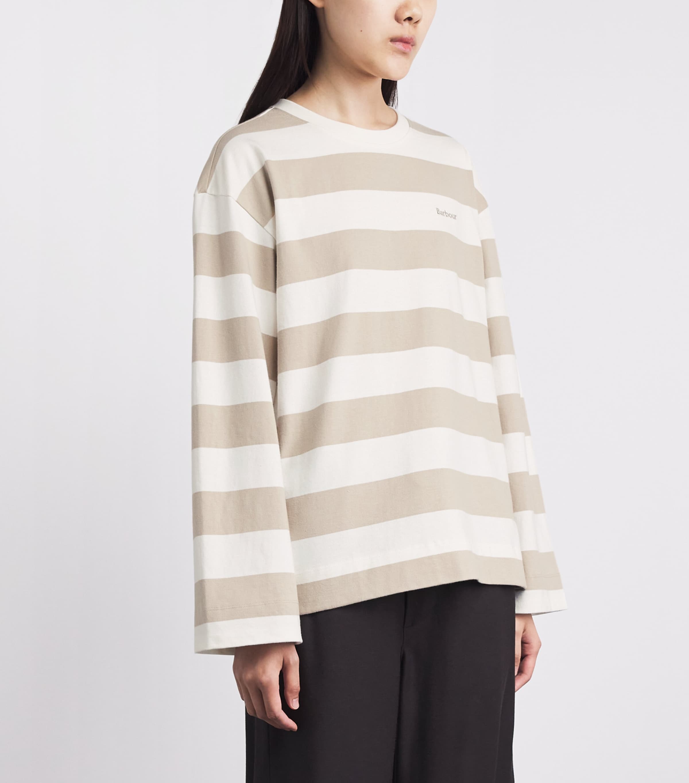 Barbour Womens Cotton Long-Sleeve Cartmel T-Shirt Cloud/ligh Image 4