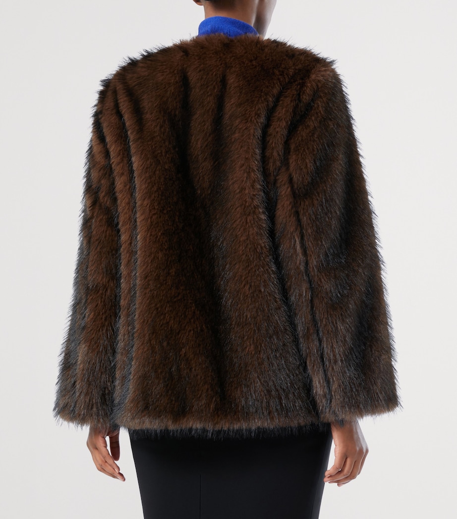Faux Fur Coat CHOCOLATE Image 3