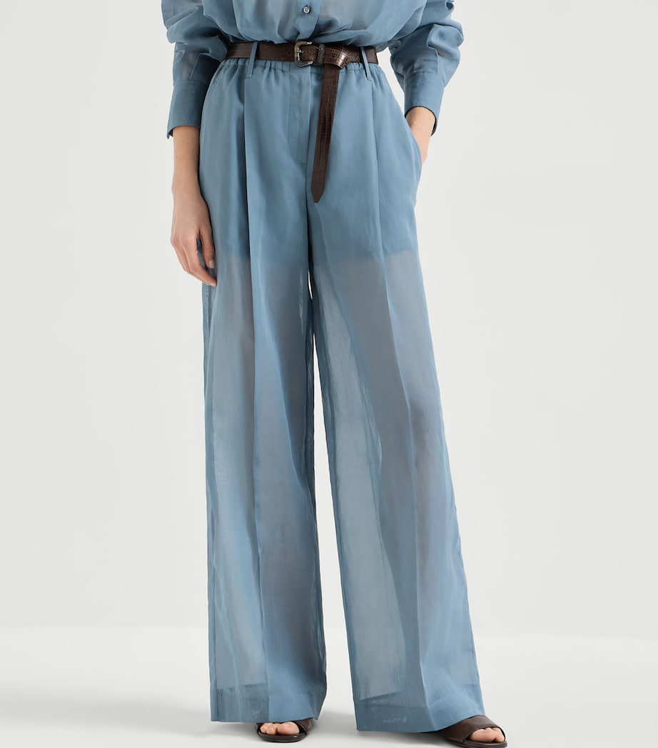 Brunello Cucinelli Womens Cotton Organza Wide-Leg Trousers Image 3