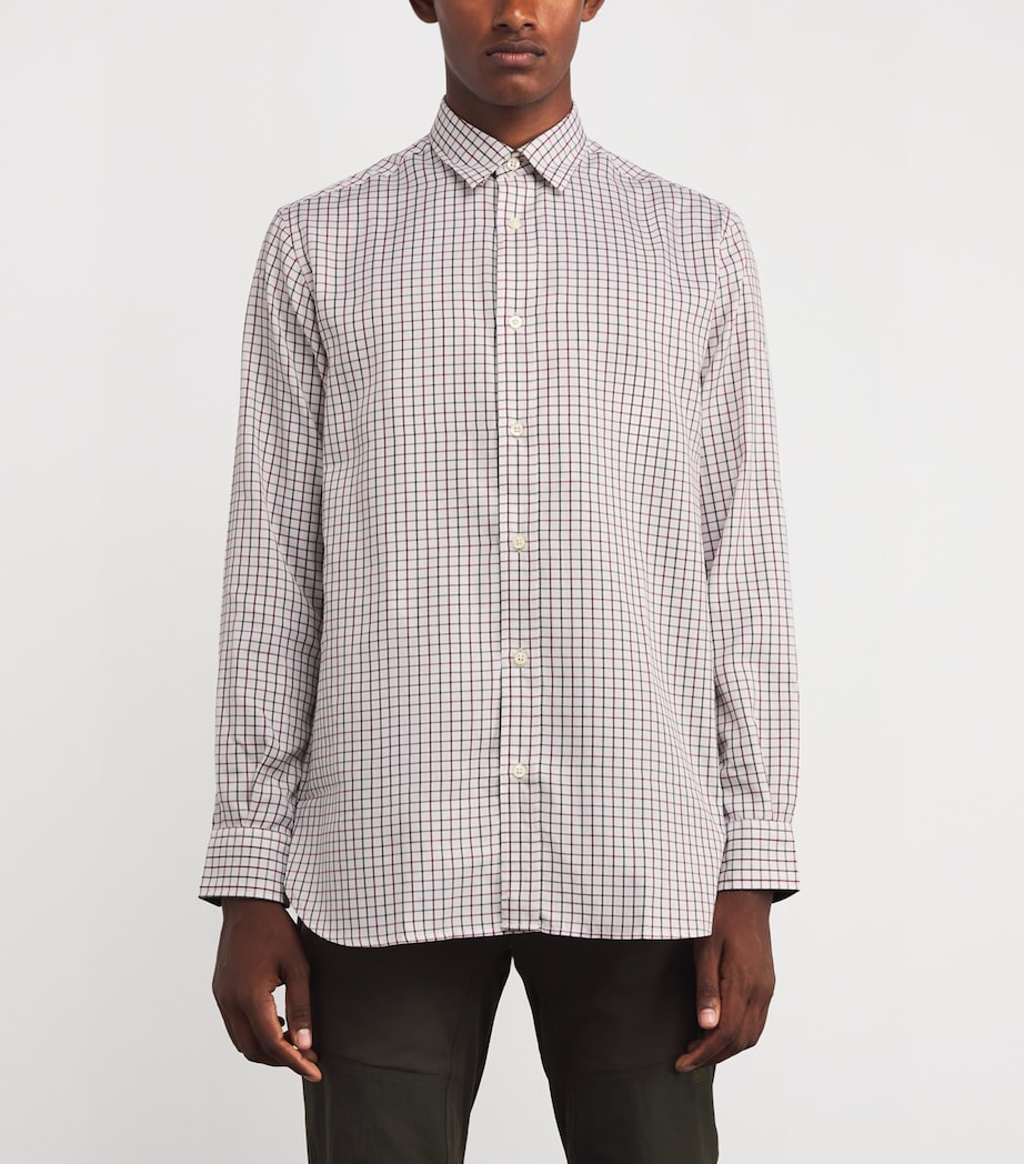Twill Check Charlow Shirt 01D4:WHT+GREEN CHCK Image 3