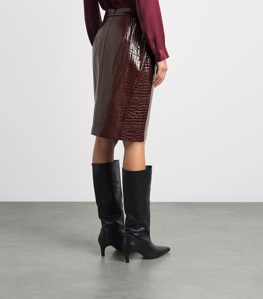 L'Agence Womens Faux Leather Violetta Pencil Skirt Dark Port Croc Dkpc Image 5
