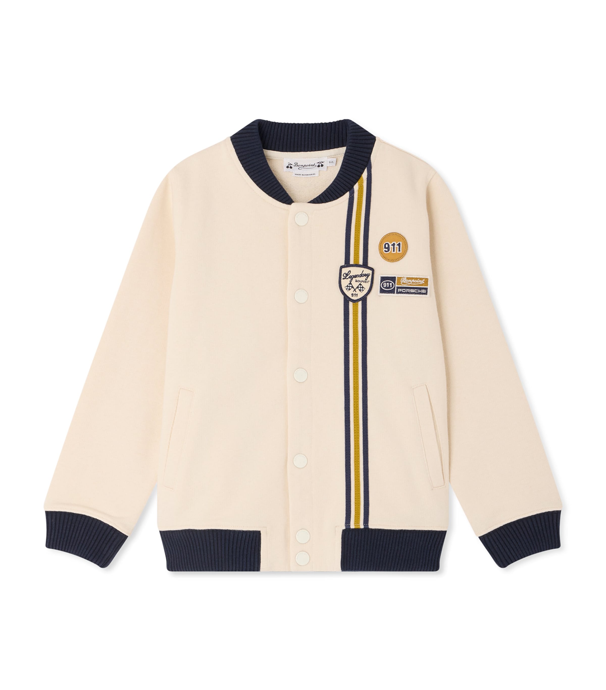 Bonpoint x Porsche Cotton Varsity Jacket (10-14 Years) Upb Ivoire Image 1