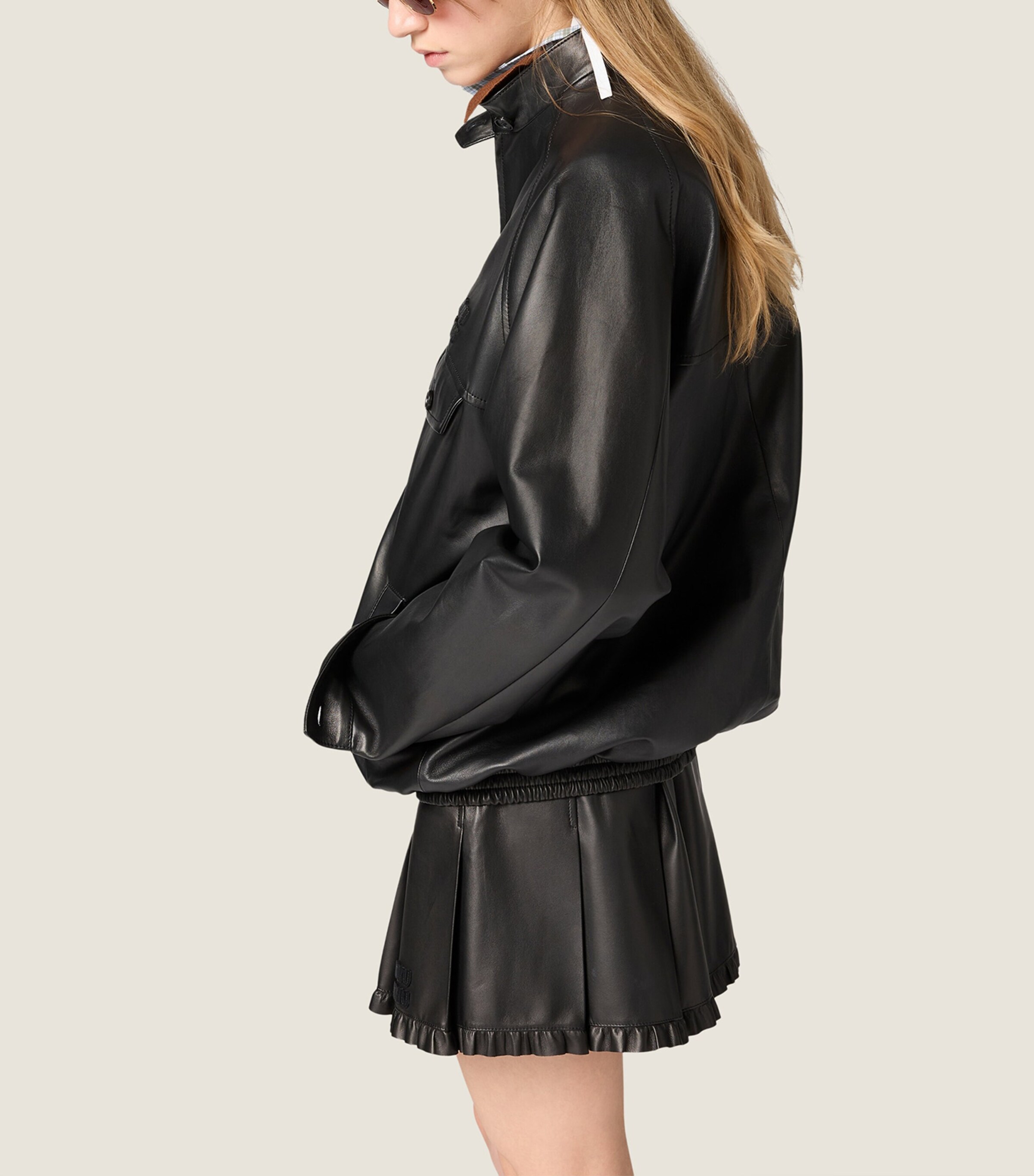 Miu Miu Womens Nappa Leather Blouson Jacket Black Image 5