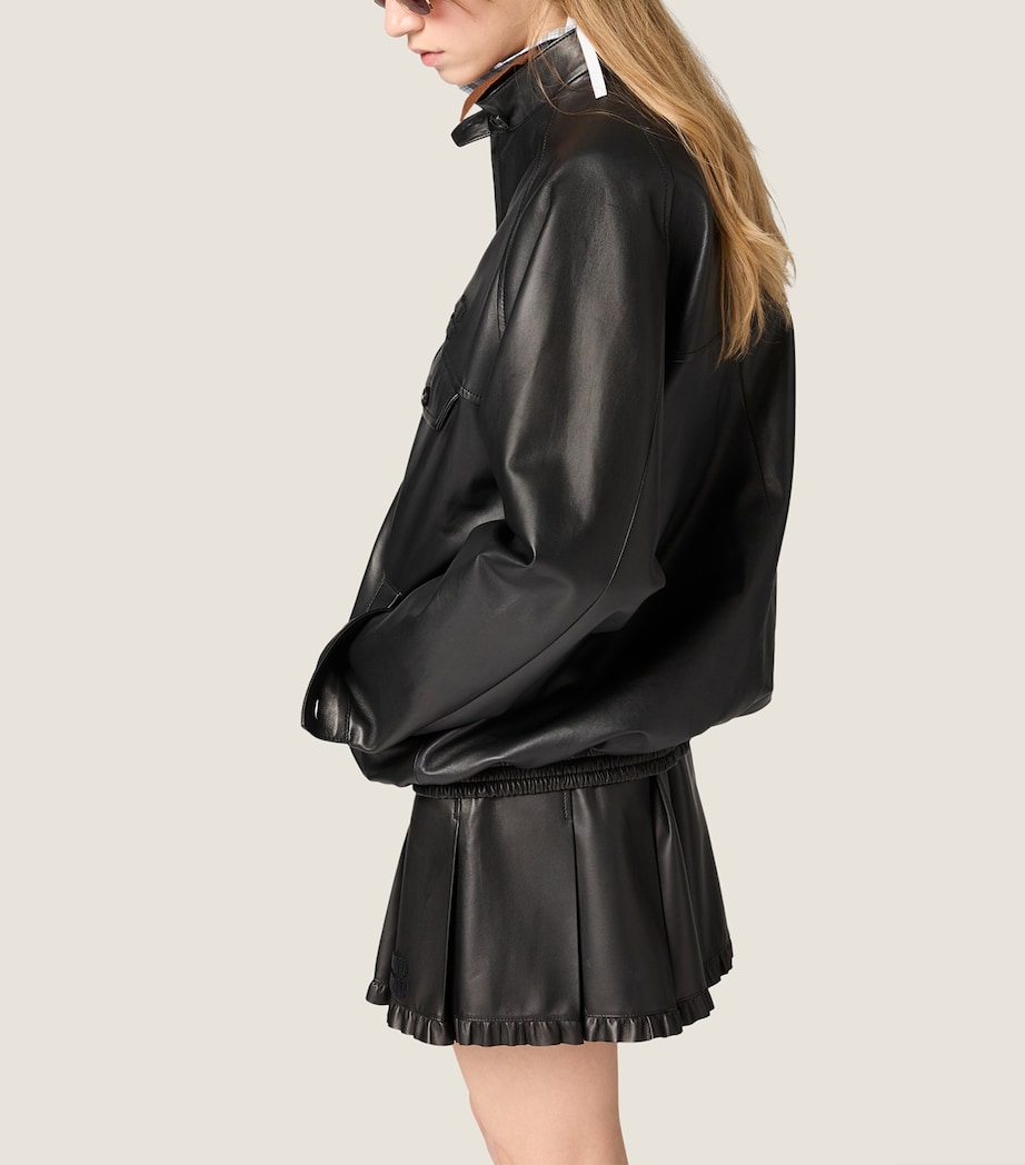Miu Miu Womens Nappa Leather Blouson Jacket Black Image 5