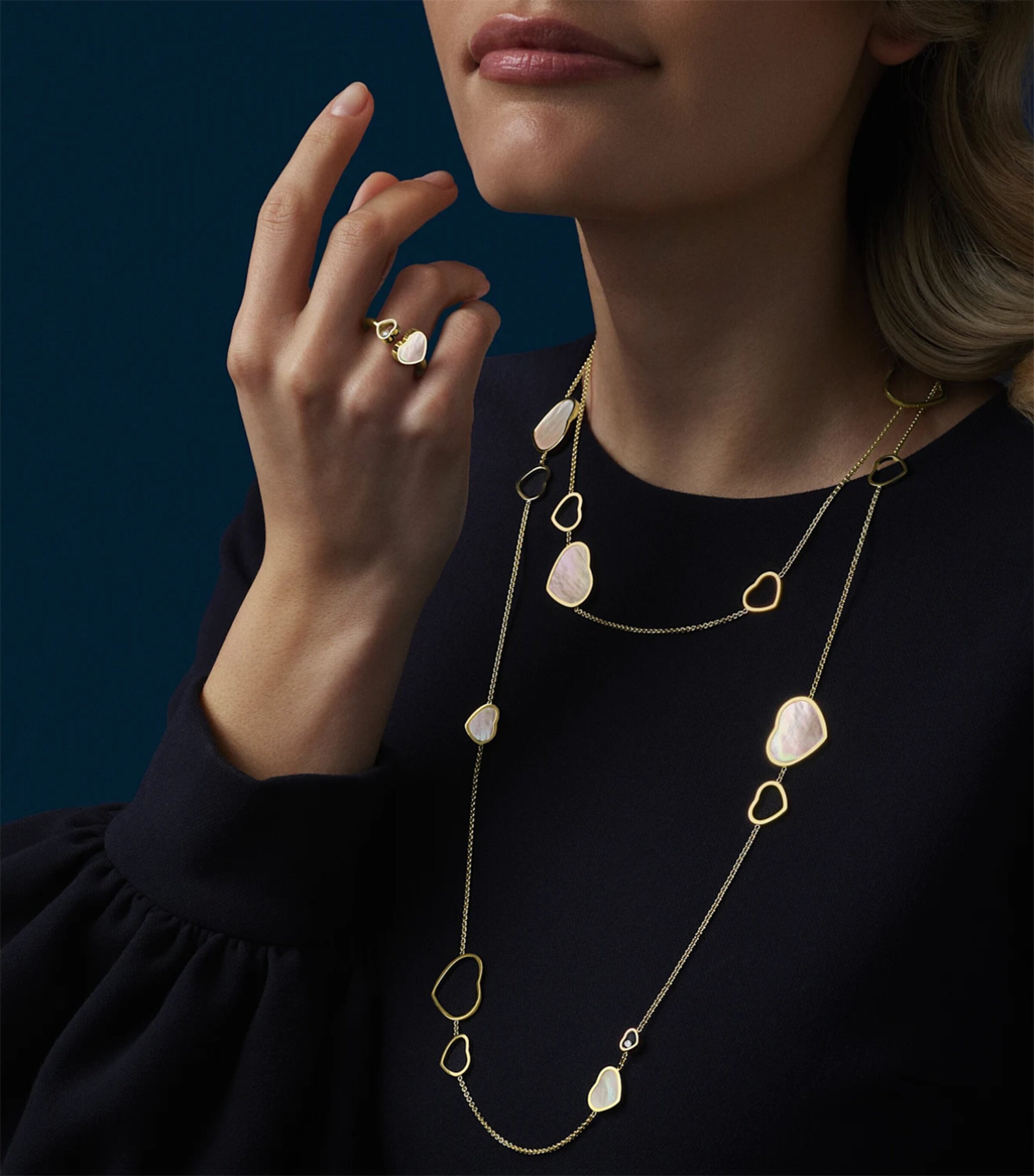 Yellow Gold and Diamond Happy Hearts Sautoir Necklace 18K YELLOW GOLD Image 2