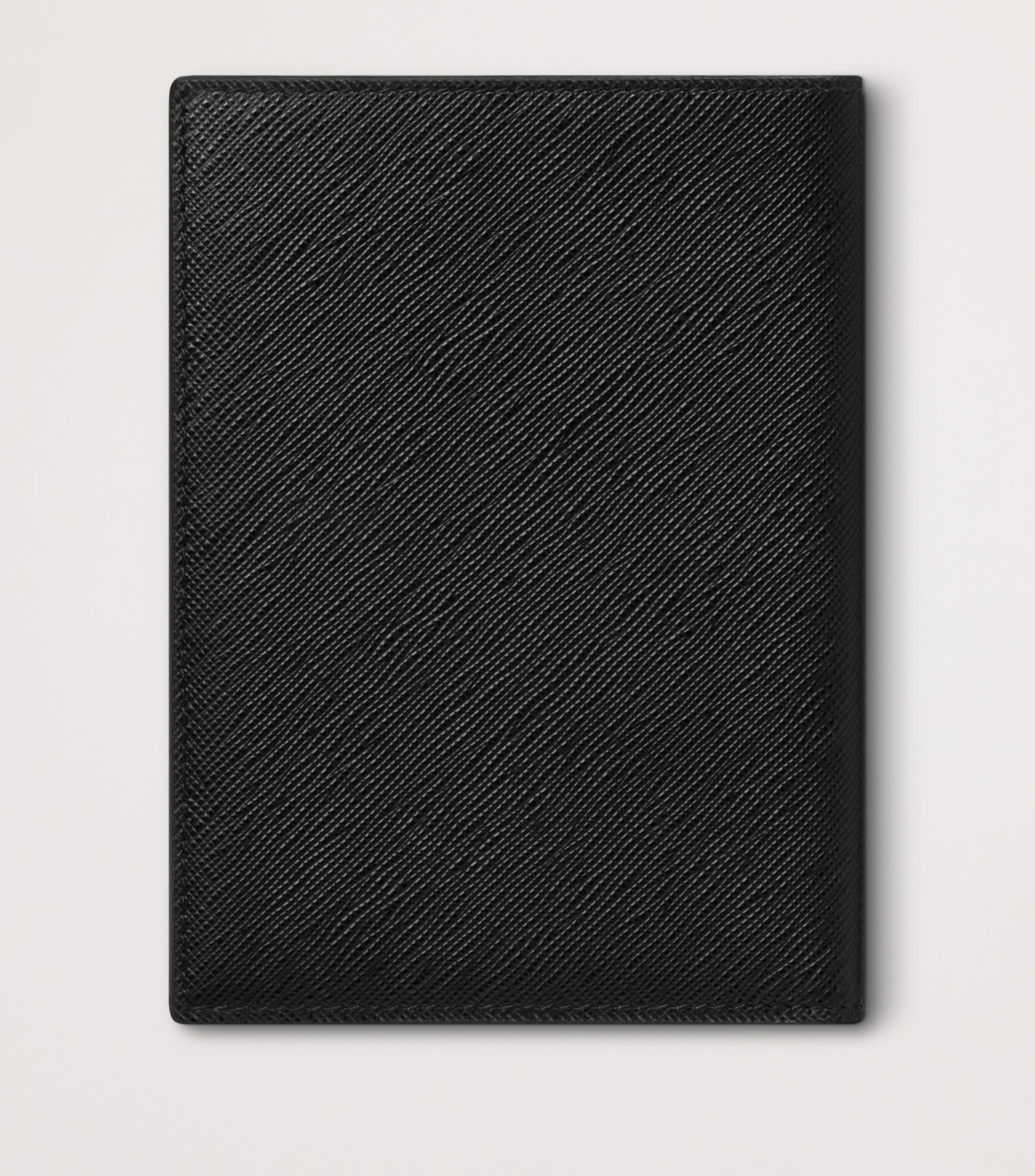 Leather Sartorial Passport Holder BLACK Image 2