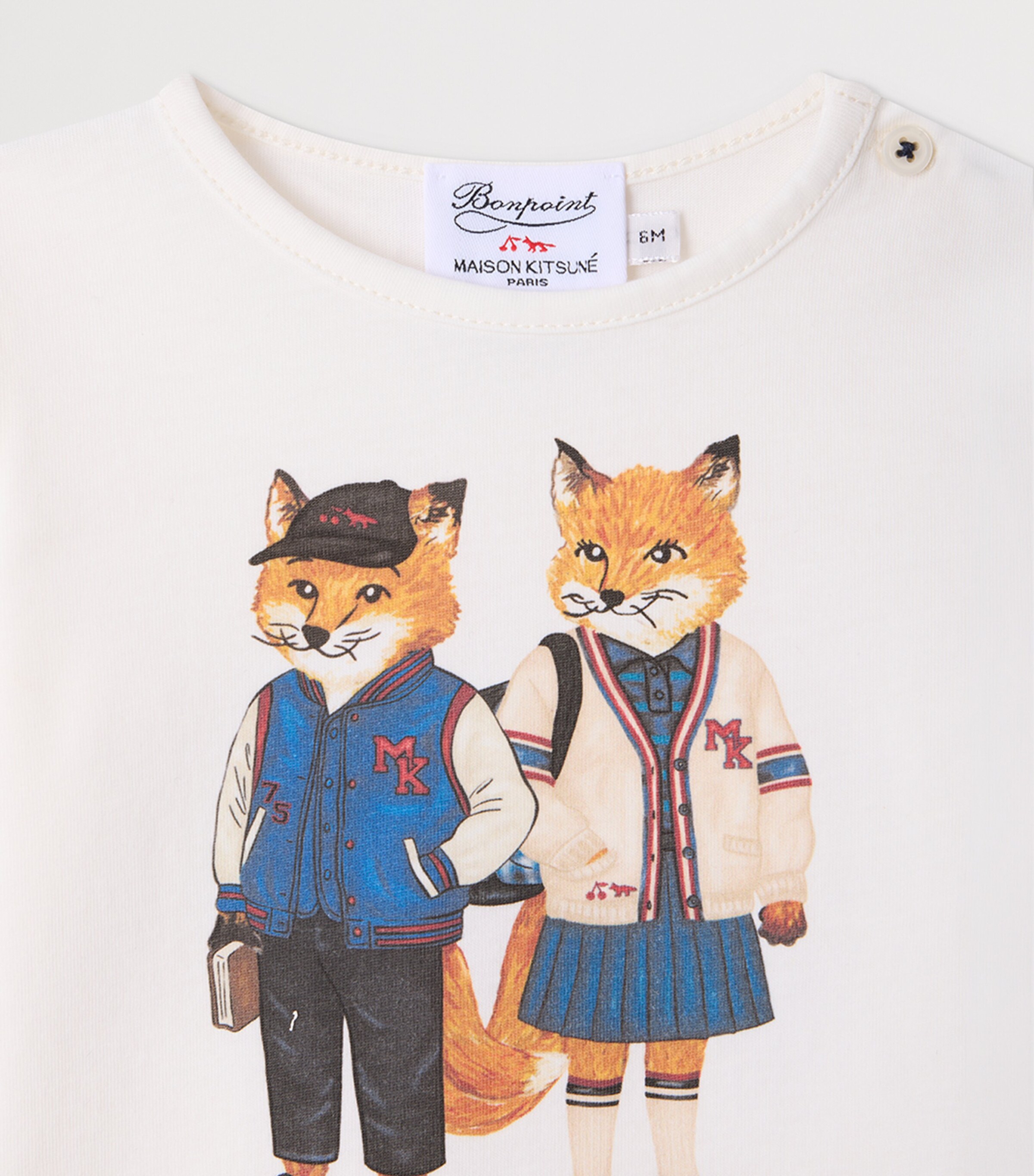 Bonpoint White x Maison Kitsune Varsity Fox Print T-Shirt (6-18