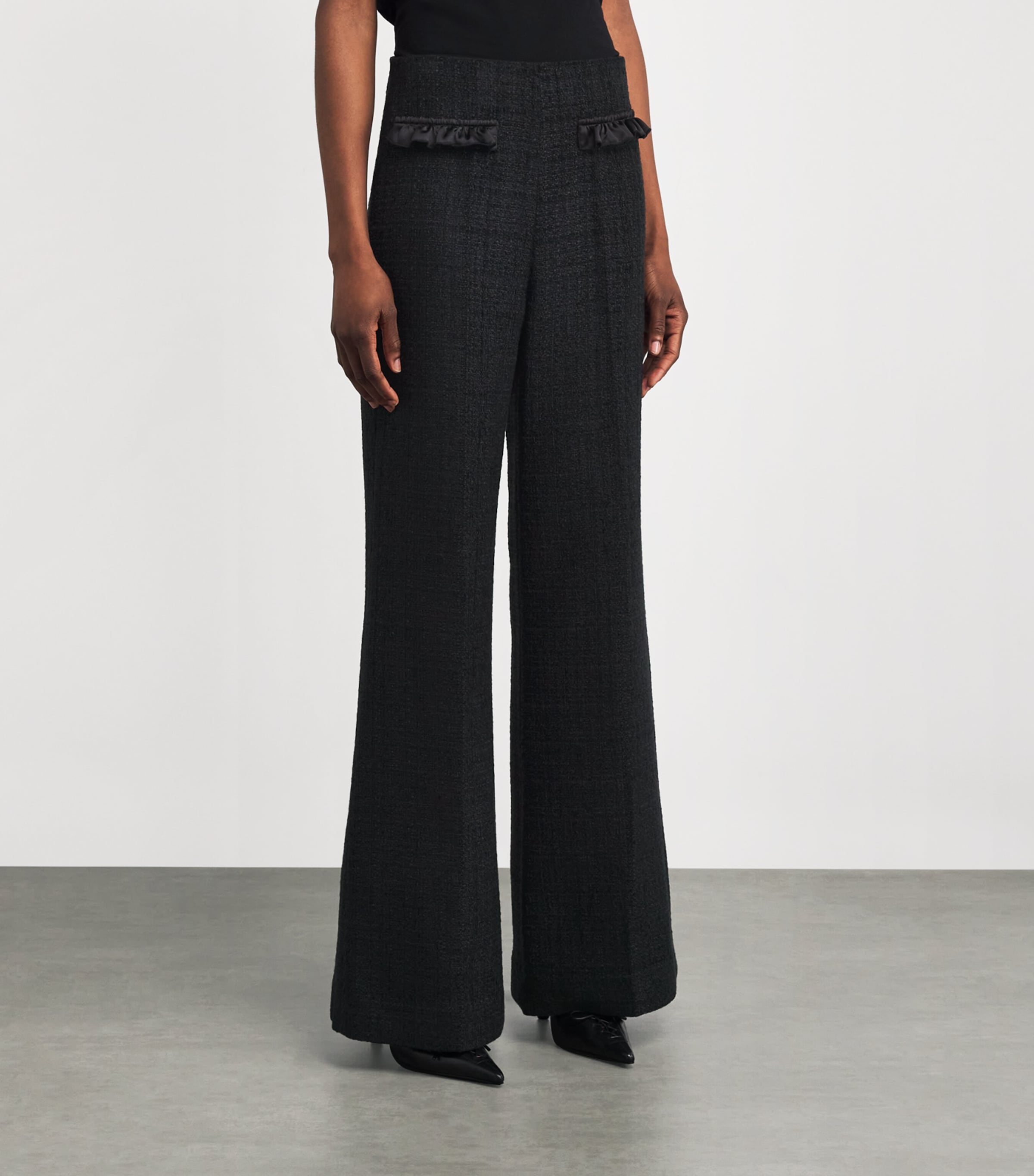 Tweed Ruffle Trousers BLACK Image 3