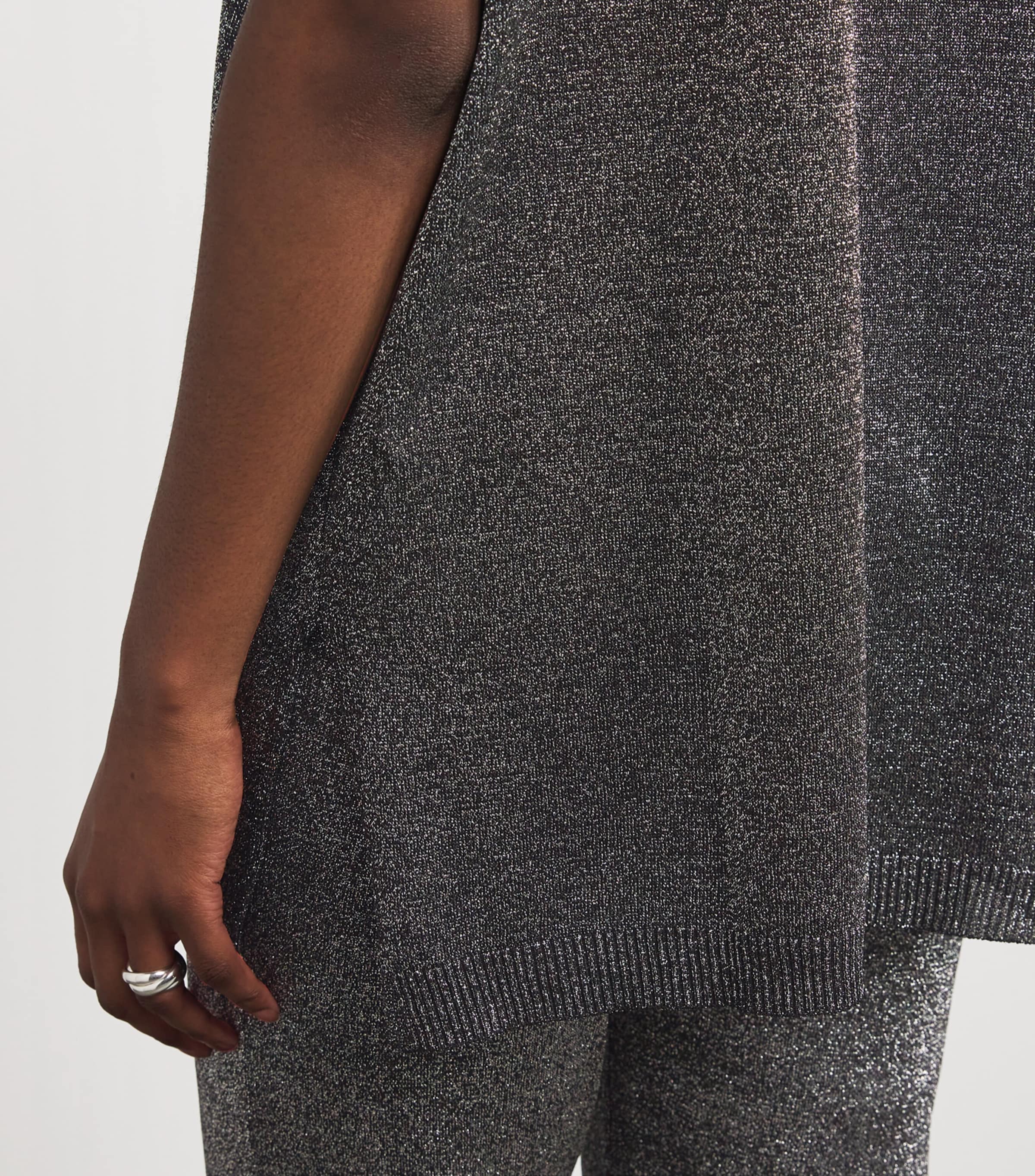 Knitted Metallic T-Shirt L905D SILVER TONES Image 6