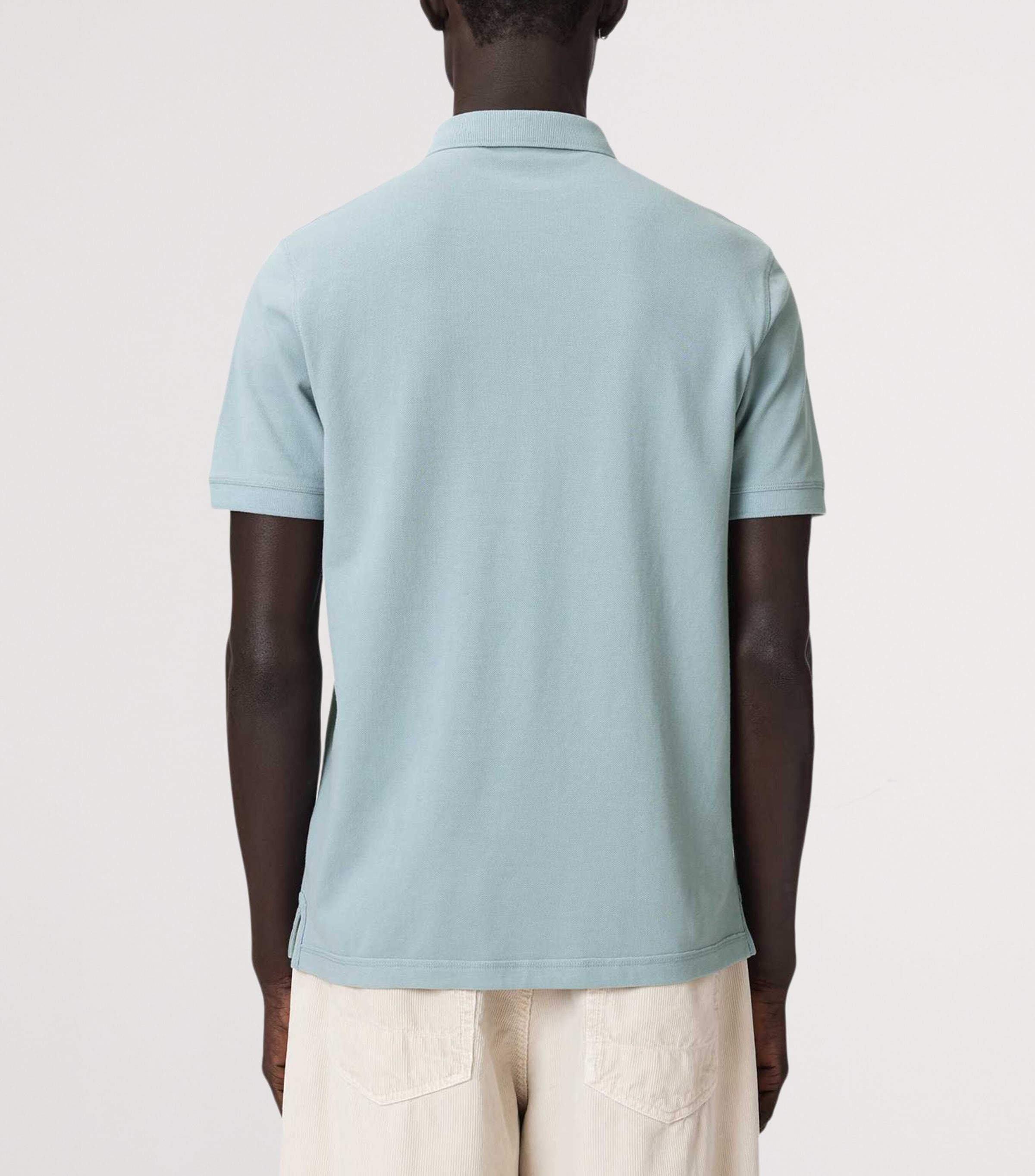AllSaints Mens Organic Cotton Reform Polo Shirt Salton Blue Image 4
