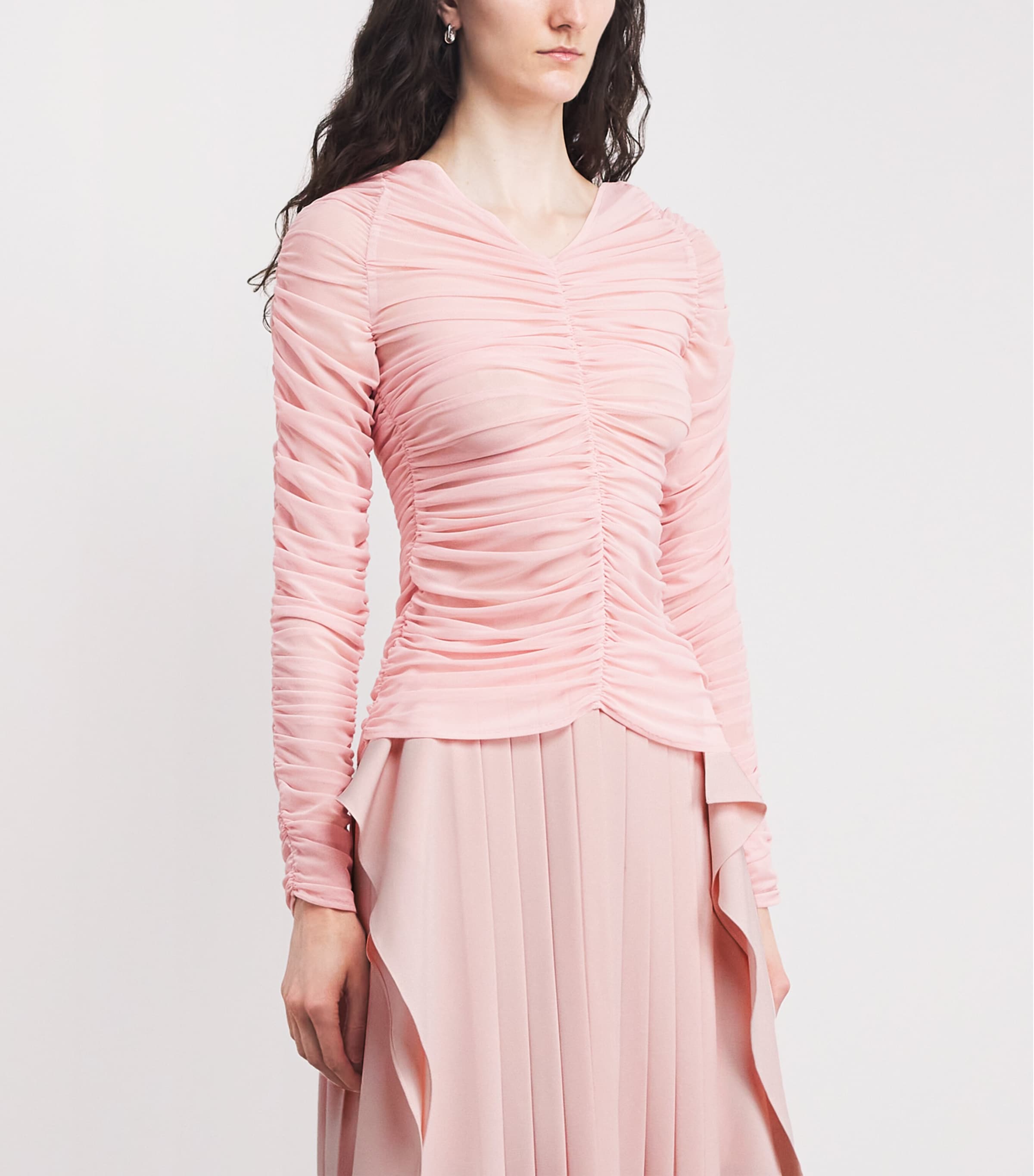Ruched Long-Sleeve Top PINK Image 3