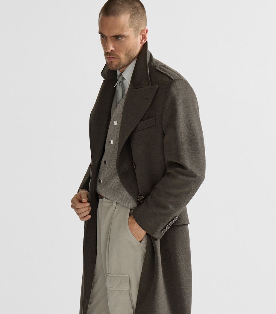 Brunello Cucinelli Mens Virgin Wool Water-Resistant Coat Fango Image 2