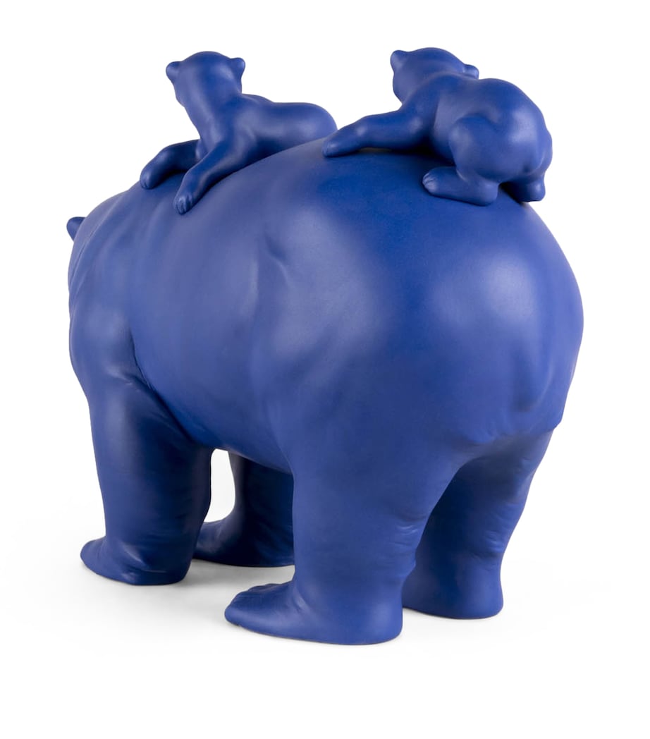 Bold Blue Mummy Bear and Babies Sculpture BLUE & GOLD Image 5