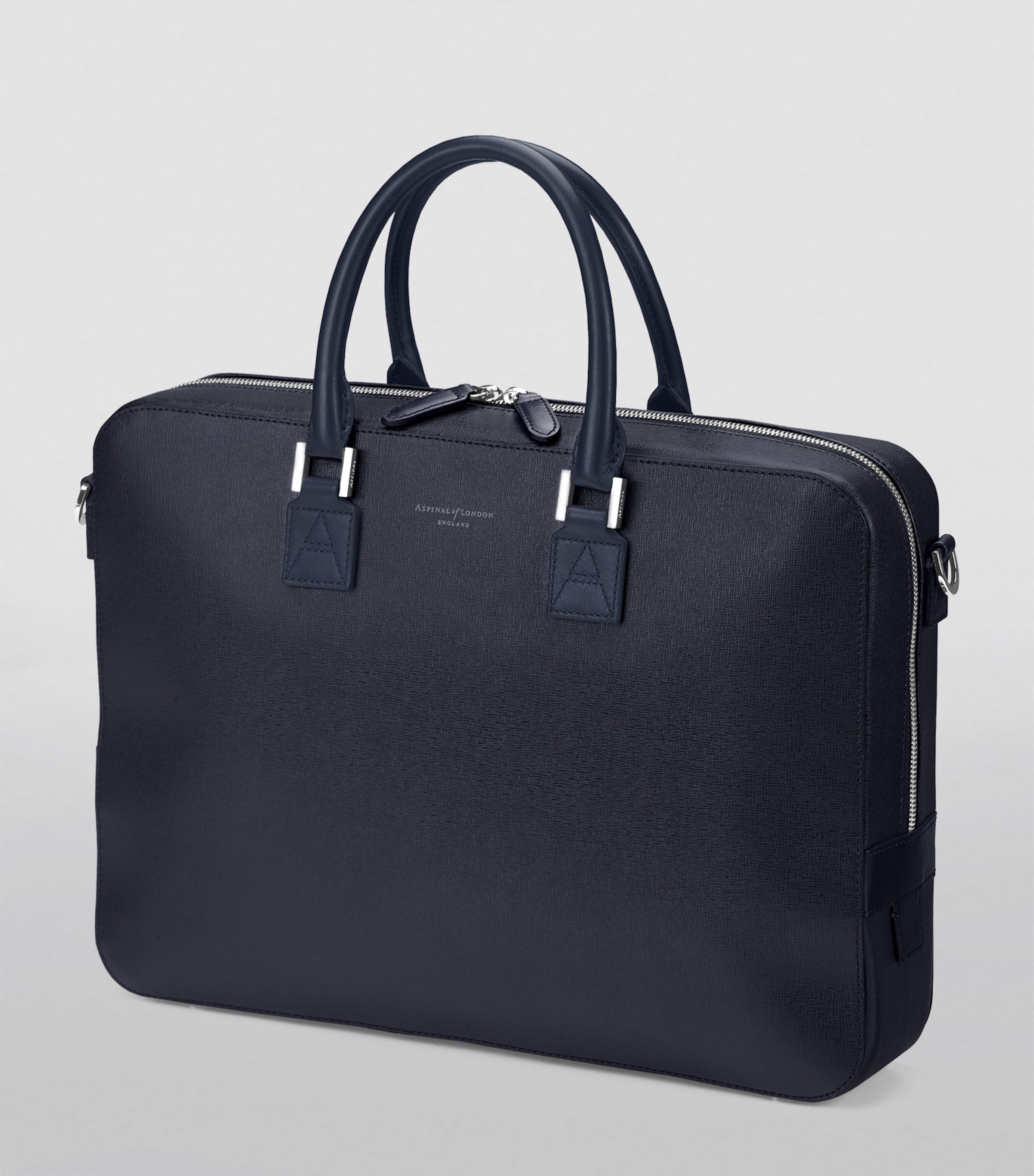 Leather Mount Street Briefcase Bag NAVY Image 3
