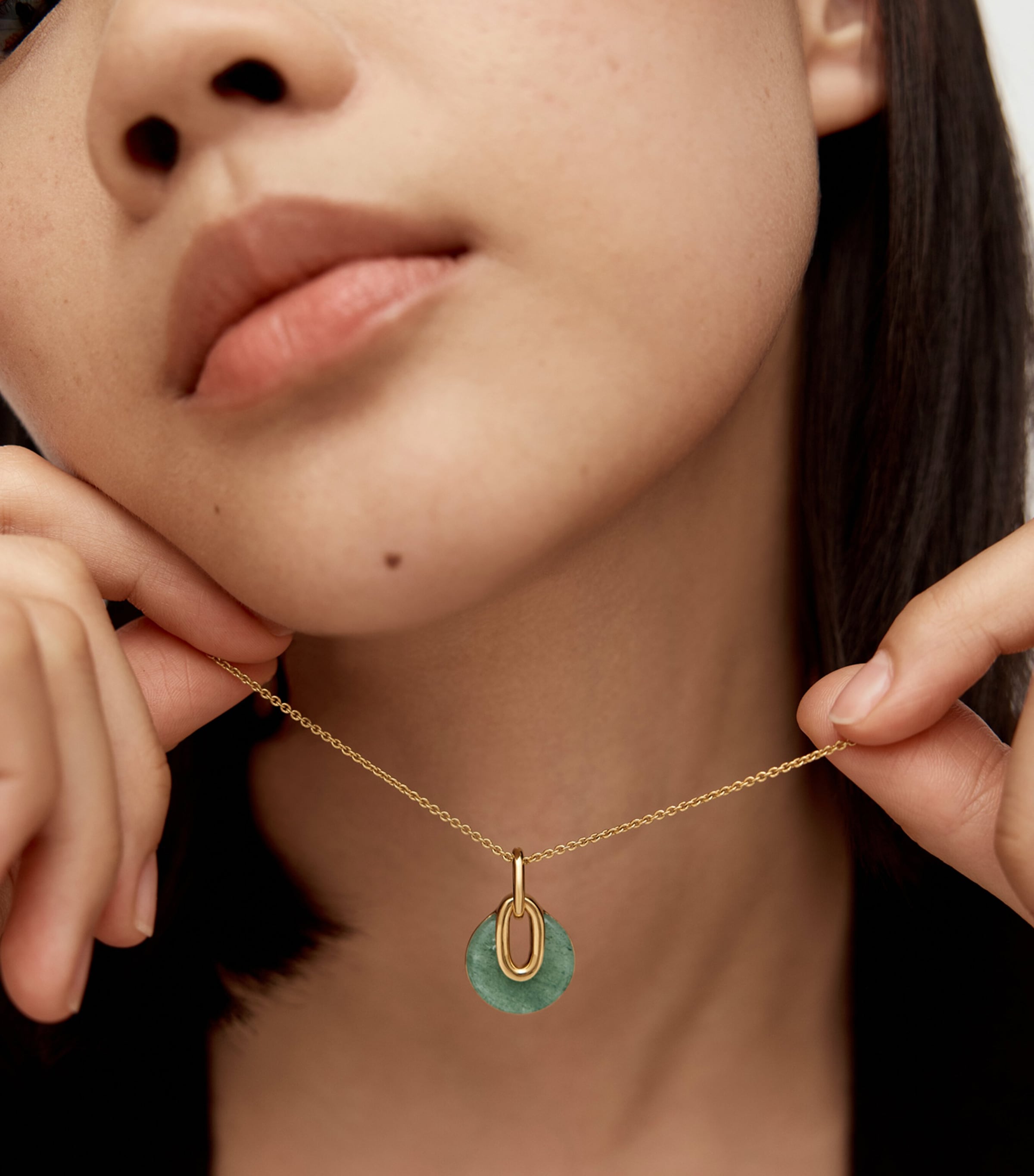 Monica Vinader x Kate Young Gold Vermeil and Green Aventurine Pendant Gold Vermeil Image 2