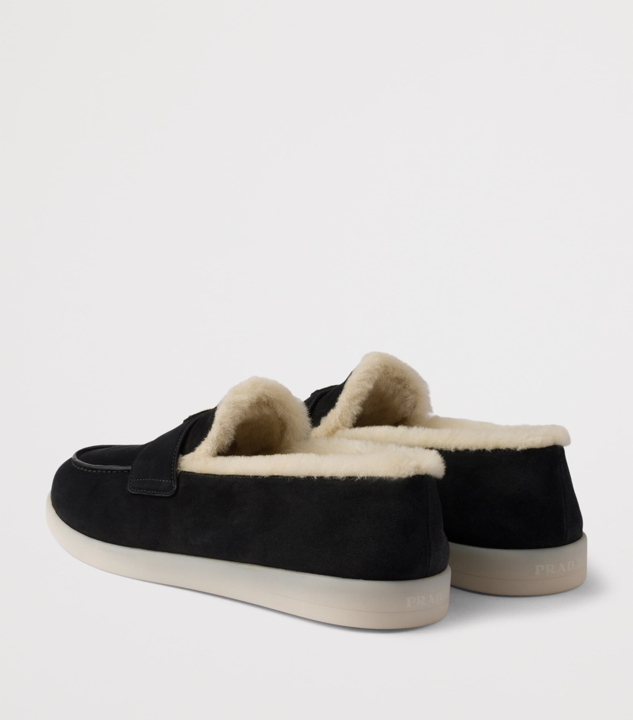 Shearling-Suede Logo Loafers F0632 Image 5