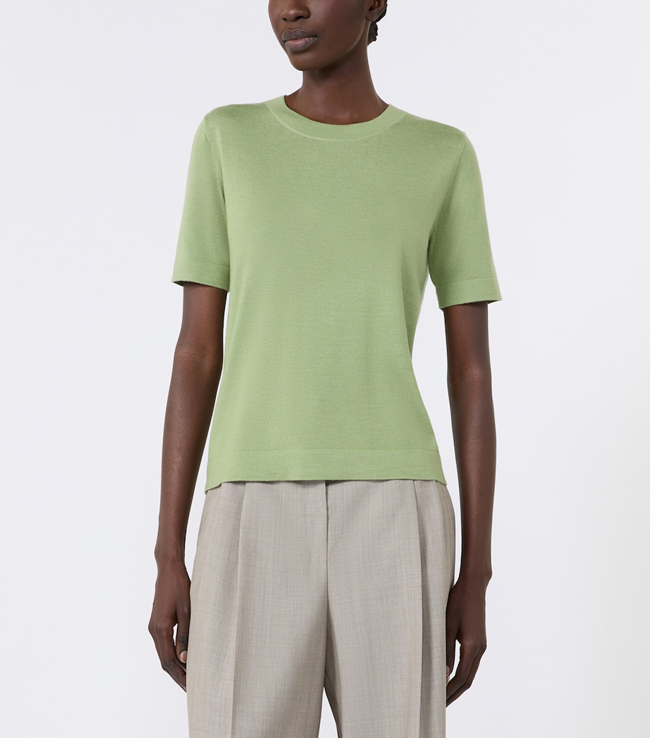Weekend Max Mara Womens Wool-Silk Knit Top Green Image 3