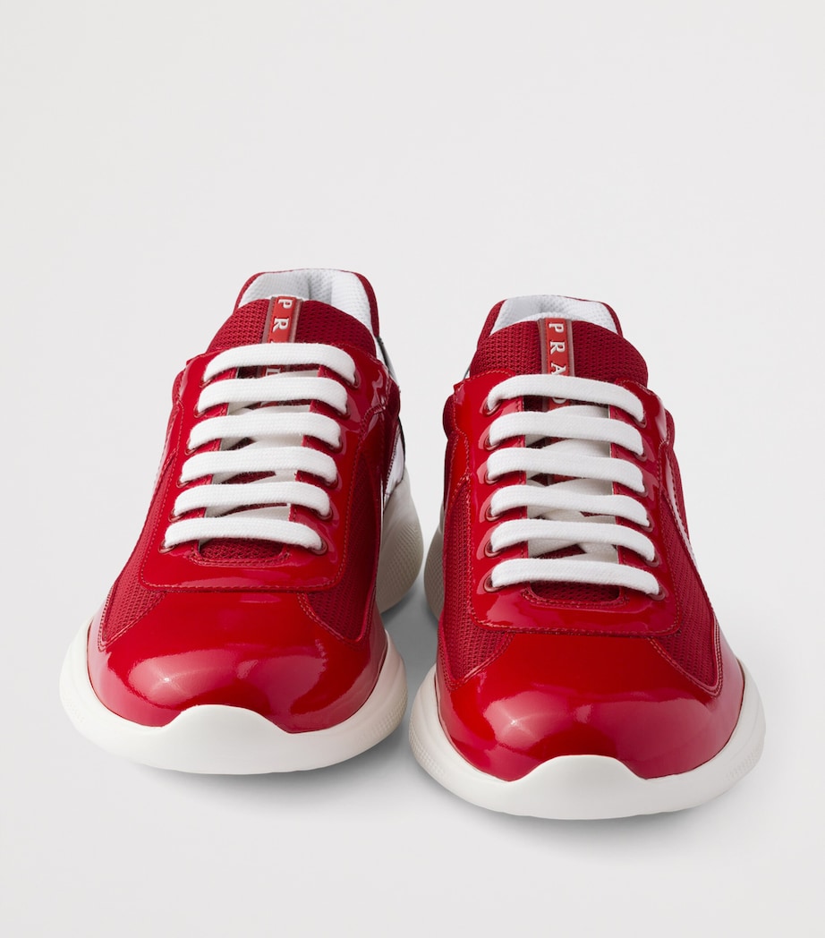Prada Patent Leather-Mesh America's Cup Sneakers Red Image 5