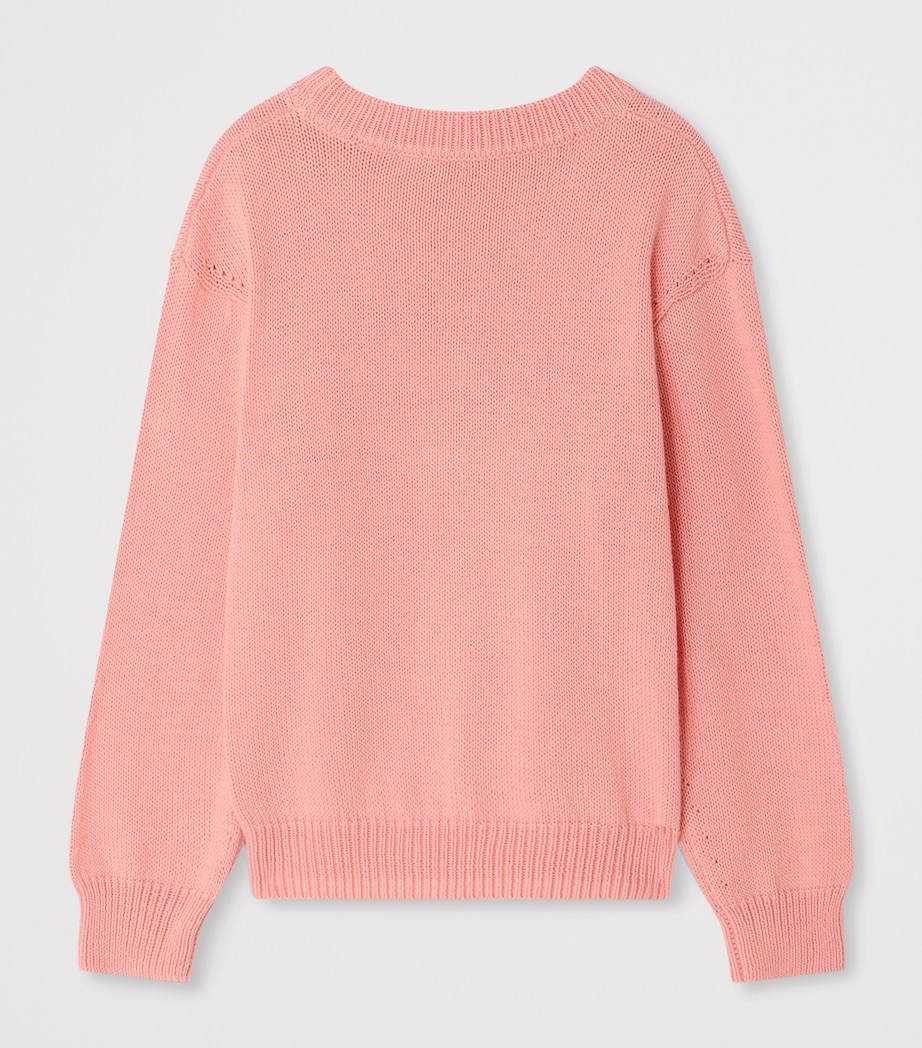 Cotton Jacquard Logo Sweater (10-14 Years) ROSE BONBON Image 2