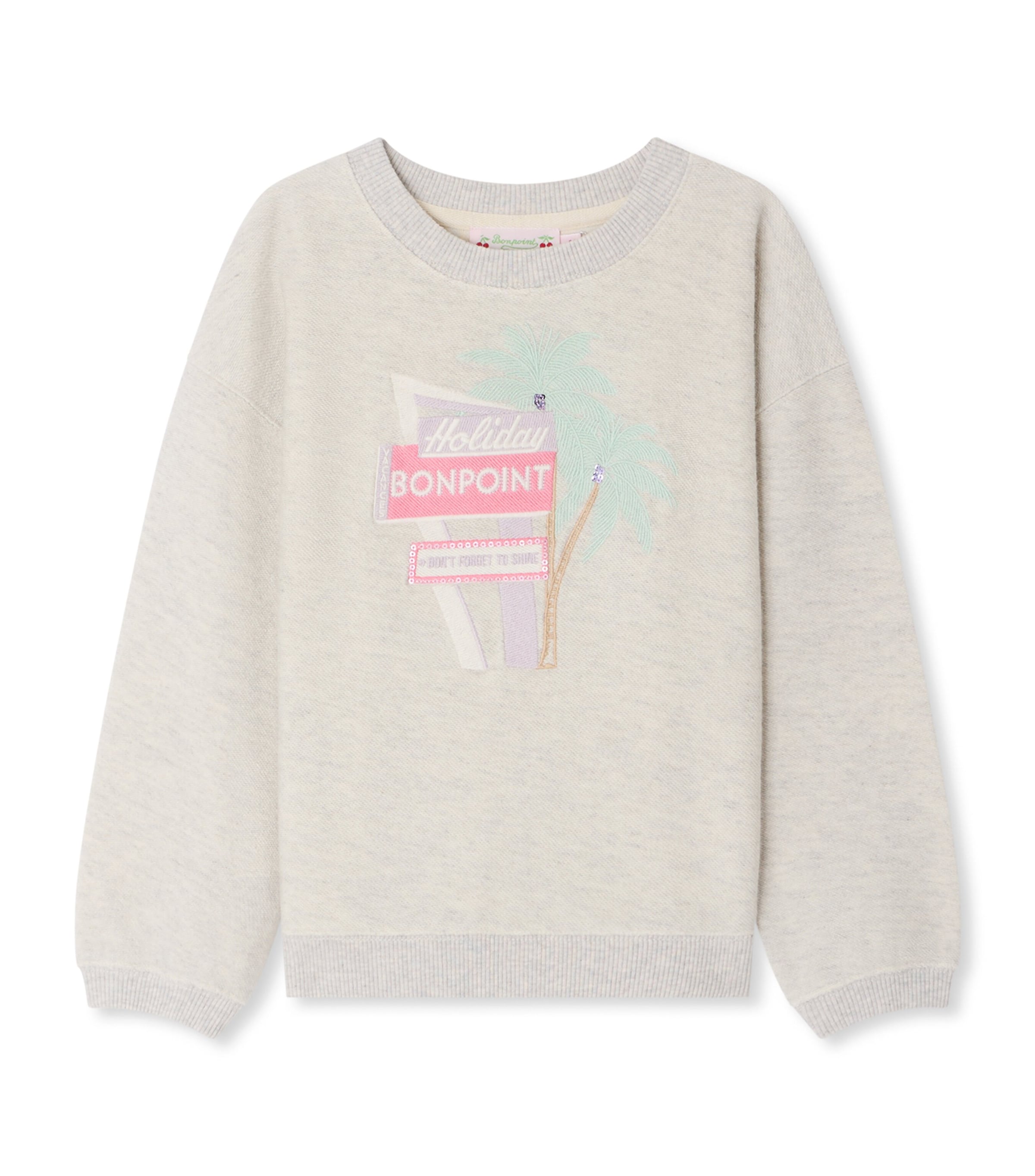 Bonpoint Organic Cotton-Blend Tayla Sweatshirt (4-14 Years) Gris Chine Image 1