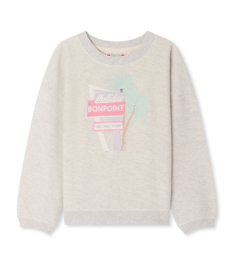Bonpoint Organic Cotton-Blend Tayla Sweatshirt (4-14 Years) Gris Chine Image 1